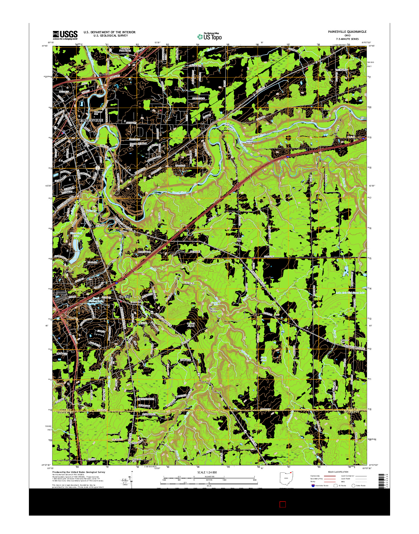 USGS US TOPO 7.5-MINUTE MAP FOR PAINESVILLE, OH 2016
