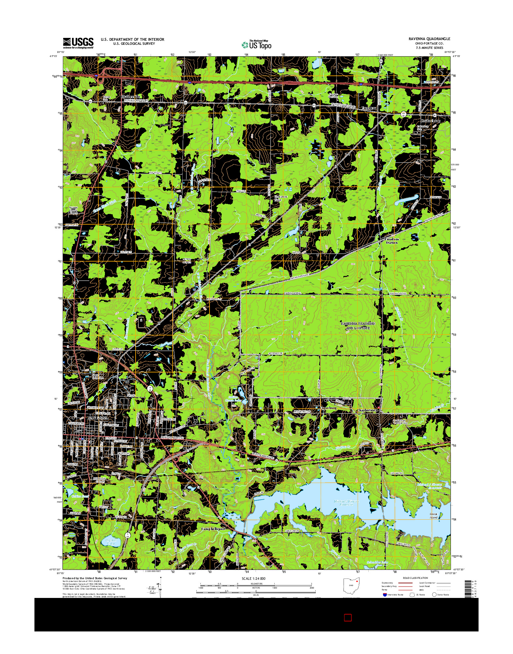USGS US TOPO 7.5-MINUTE MAP FOR RAVENNA, OH 2016
