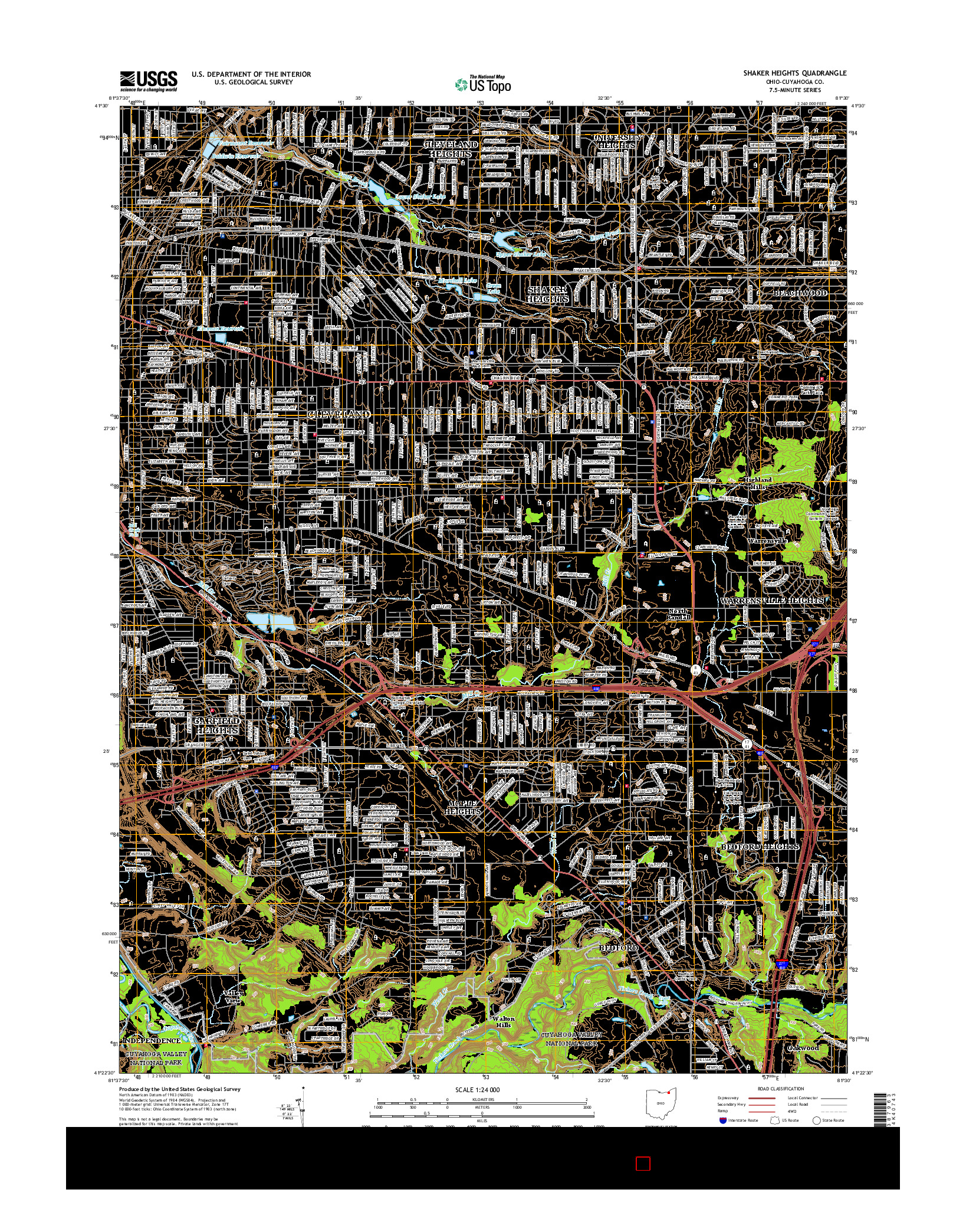 USGS US TOPO 7.5-MINUTE MAP FOR SHAKER HEIGHTS, OH 2016
