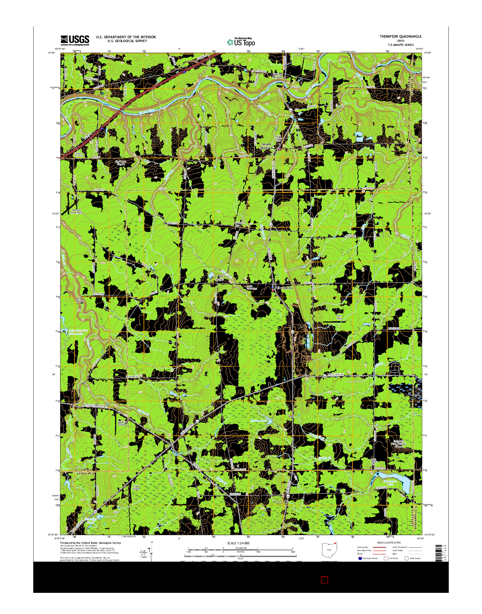 USGS US TOPO 7.5-MINUTE MAP FOR THOMPSON, OH 2016