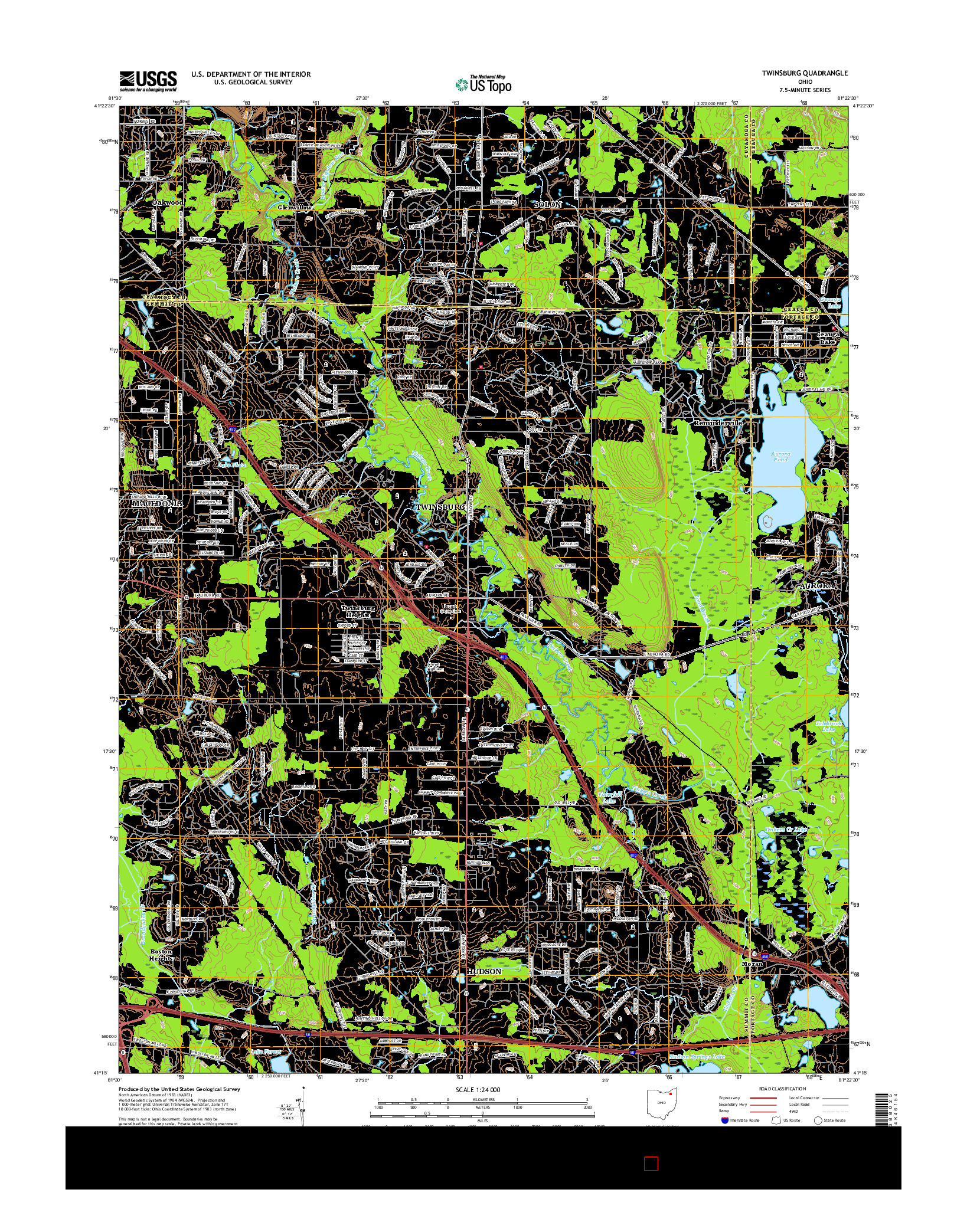 USGS US TOPO 7.5-MINUTE MAP FOR TWINSBURG, OH 2016