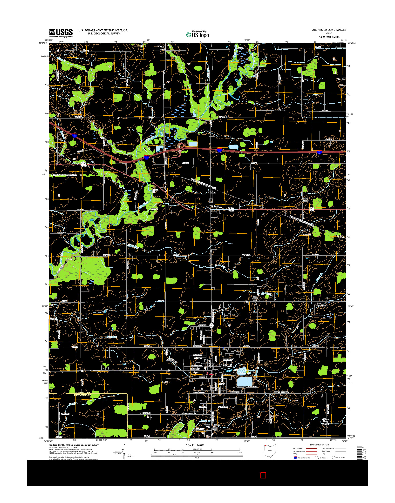 USGS US TOPO 7.5-MINUTE MAP FOR ARCHBOLD, OH 2016