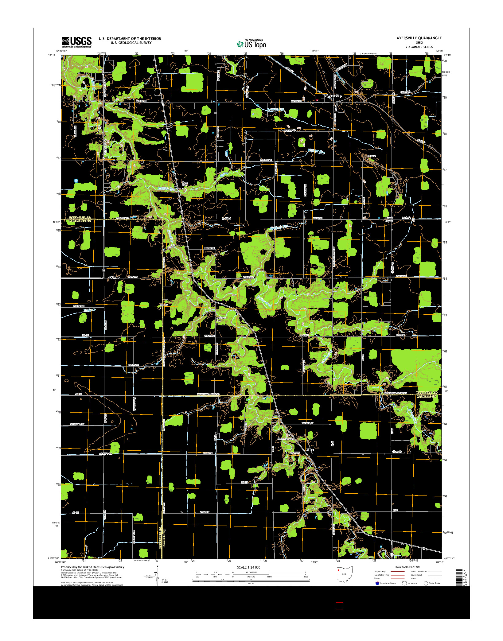 USGS US TOPO 7.5-MINUTE MAP FOR AYERSVILLE, OH 2016