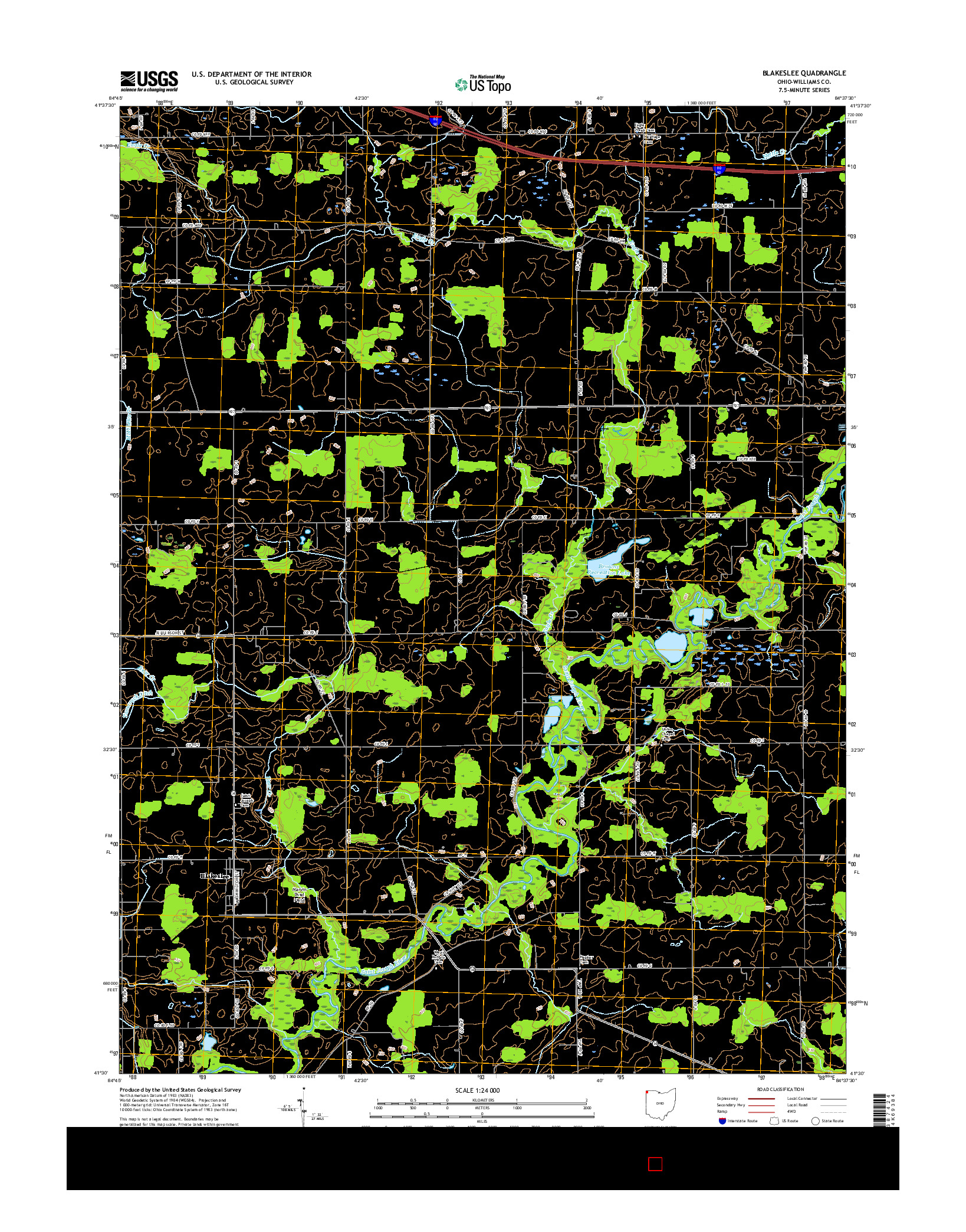 USGS US TOPO 7.5-MINUTE MAP FOR BLAKESLEE, OH 2016