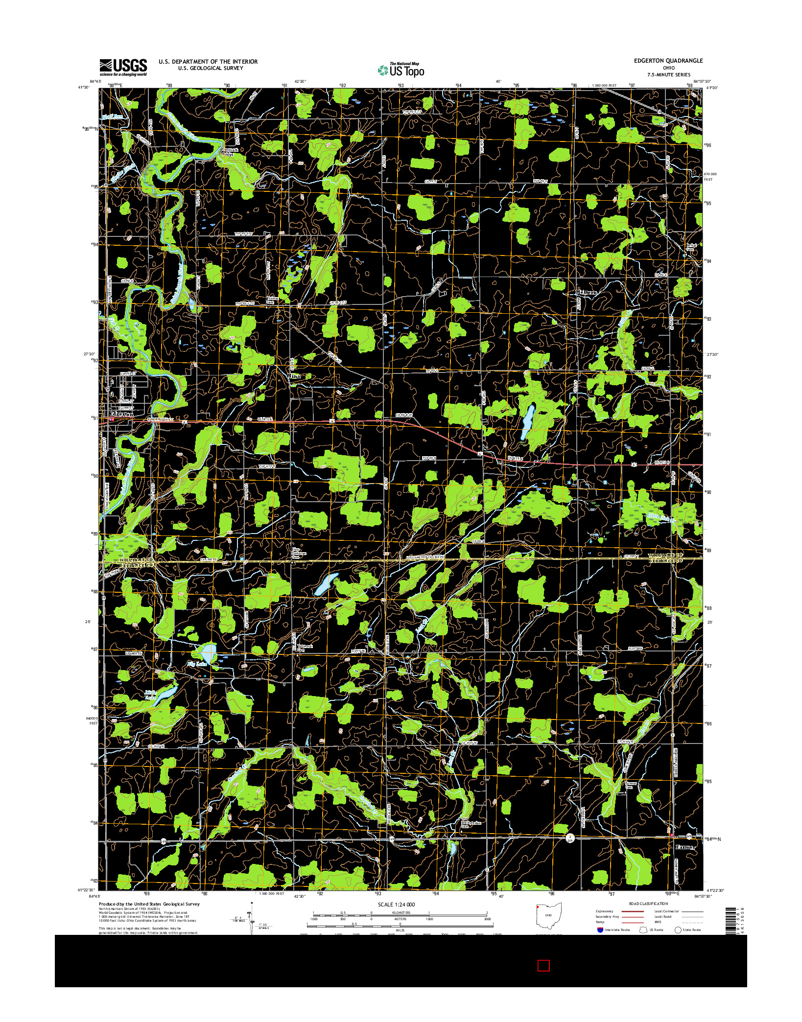 USGS US TOPO 7.5-MINUTE MAP FOR EDGERTON, OH 2016