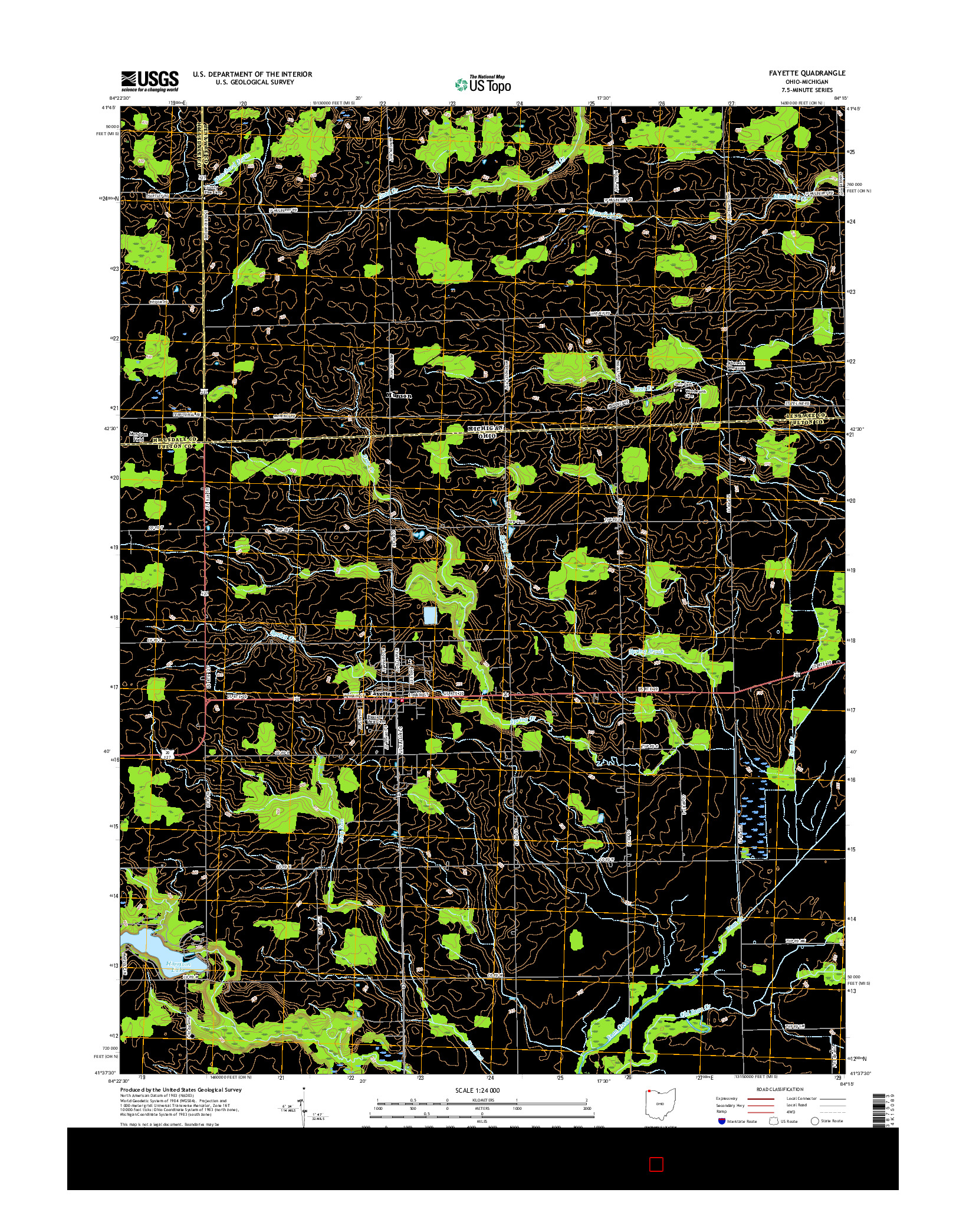 USGS US TOPO 7.5-MINUTE MAP FOR FAYETTE, OH-MI 2016