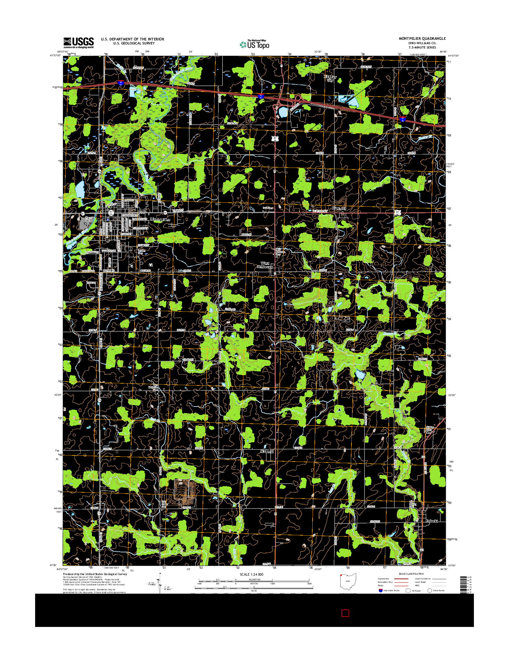 USGS US TOPO 7.5-MINUTE MAP FOR MONTPELIER, OH 2016