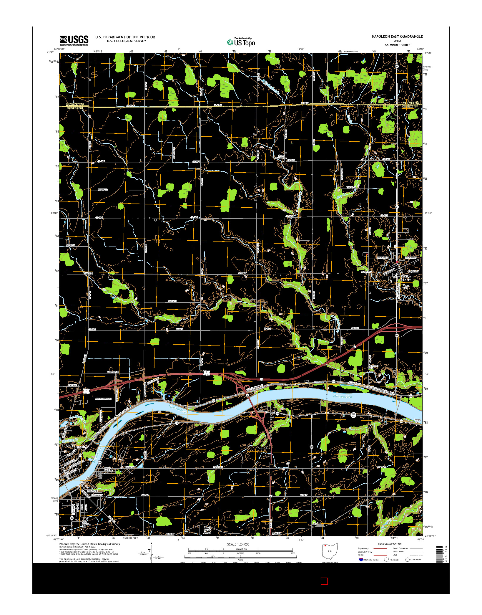 USGS US TOPO 7.5-MINUTE MAP FOR NAPOLEON EAST, OH 2016