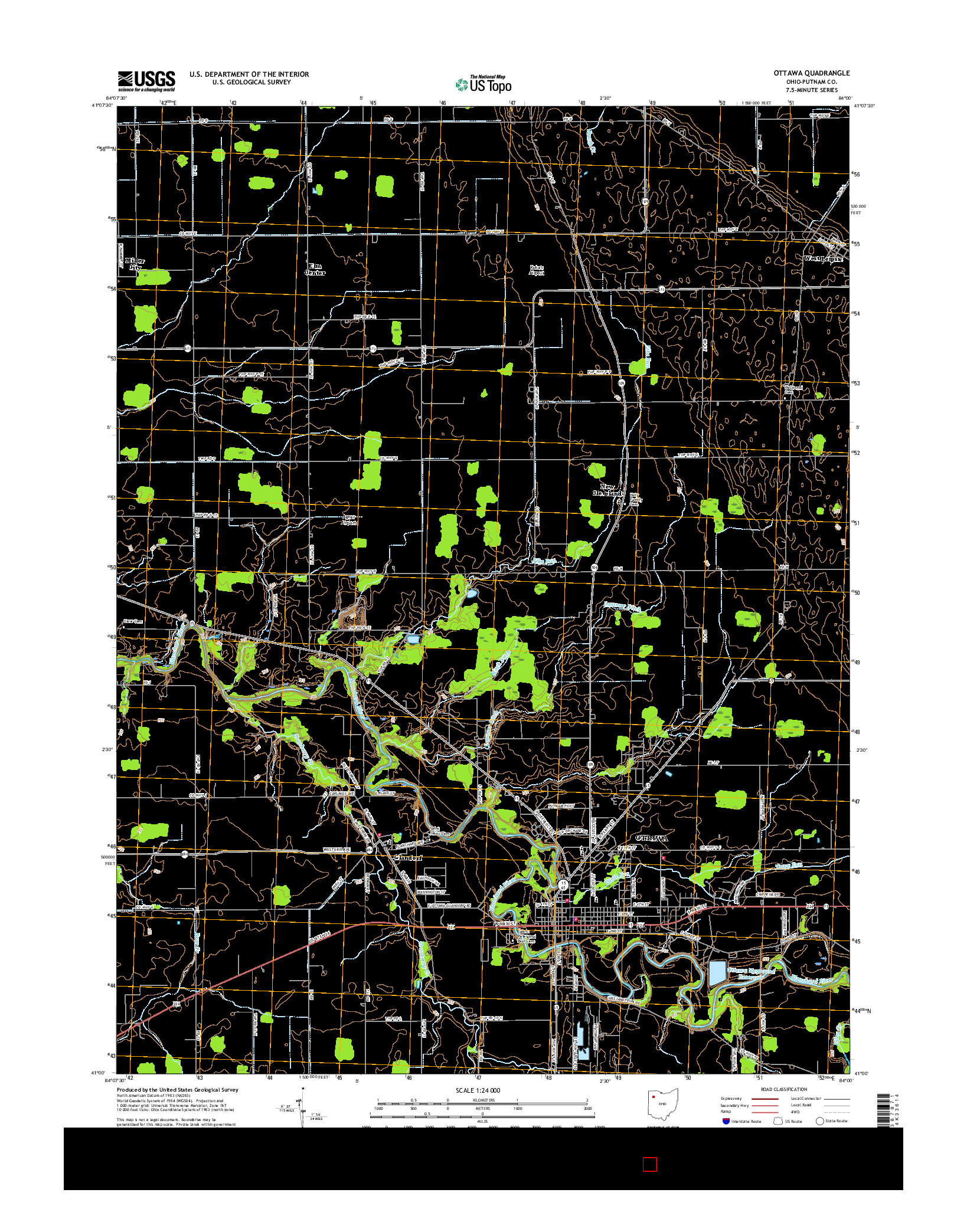 USGS US TOPO 7.5-MINUTE MAP FOR OTTAWA, OH 2016