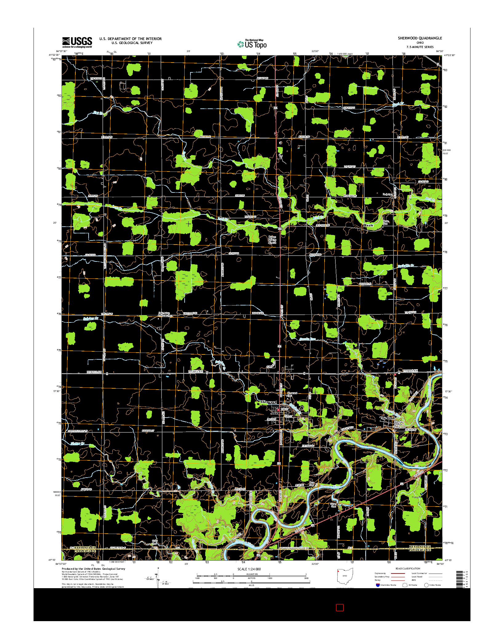 USGS US TOPO 7.5-MINUTE MAP FOR SHERWOOD, OH 2016