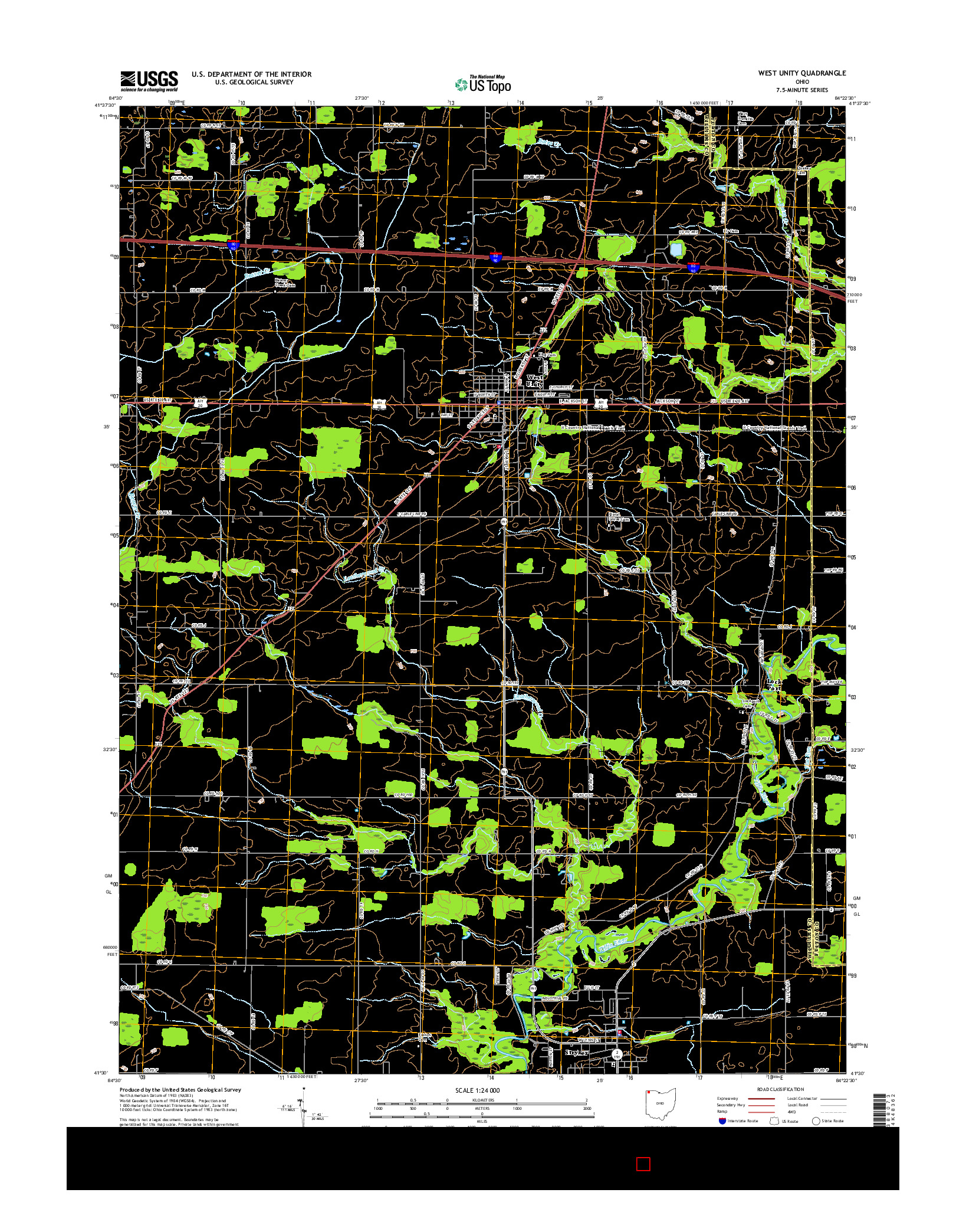 USGS US TOPO 7.5-MINUTE MAP FOR WEST UNITY, OH 2016