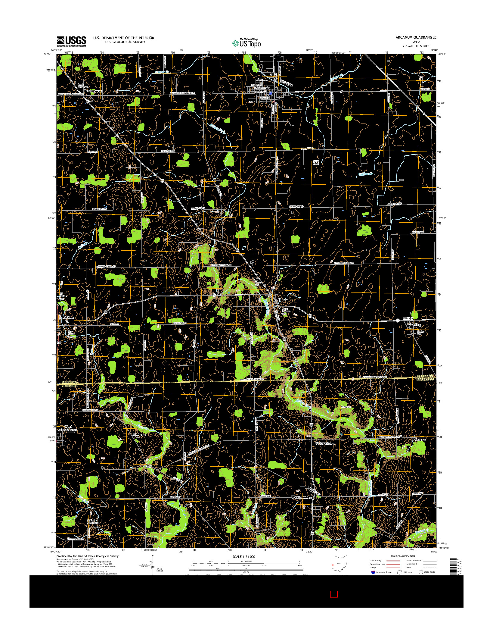 USGS US TOPO 7.5-MINUTE MAP FOR ARCANUM, OH 2016