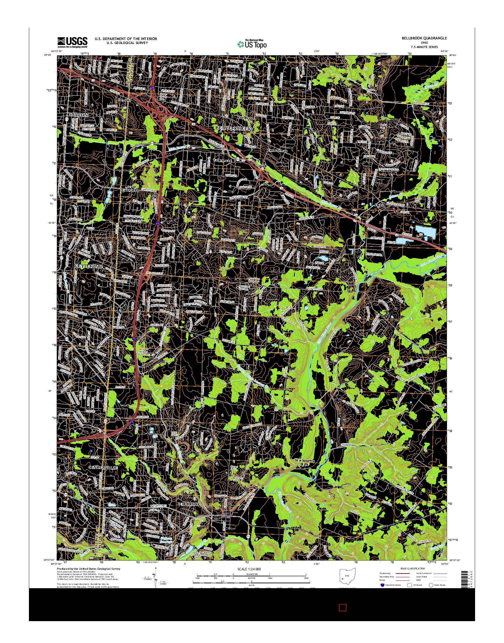 USGS US TOPO 7.5-MINUTE MAP FOR BELLBROOK, OH 2016