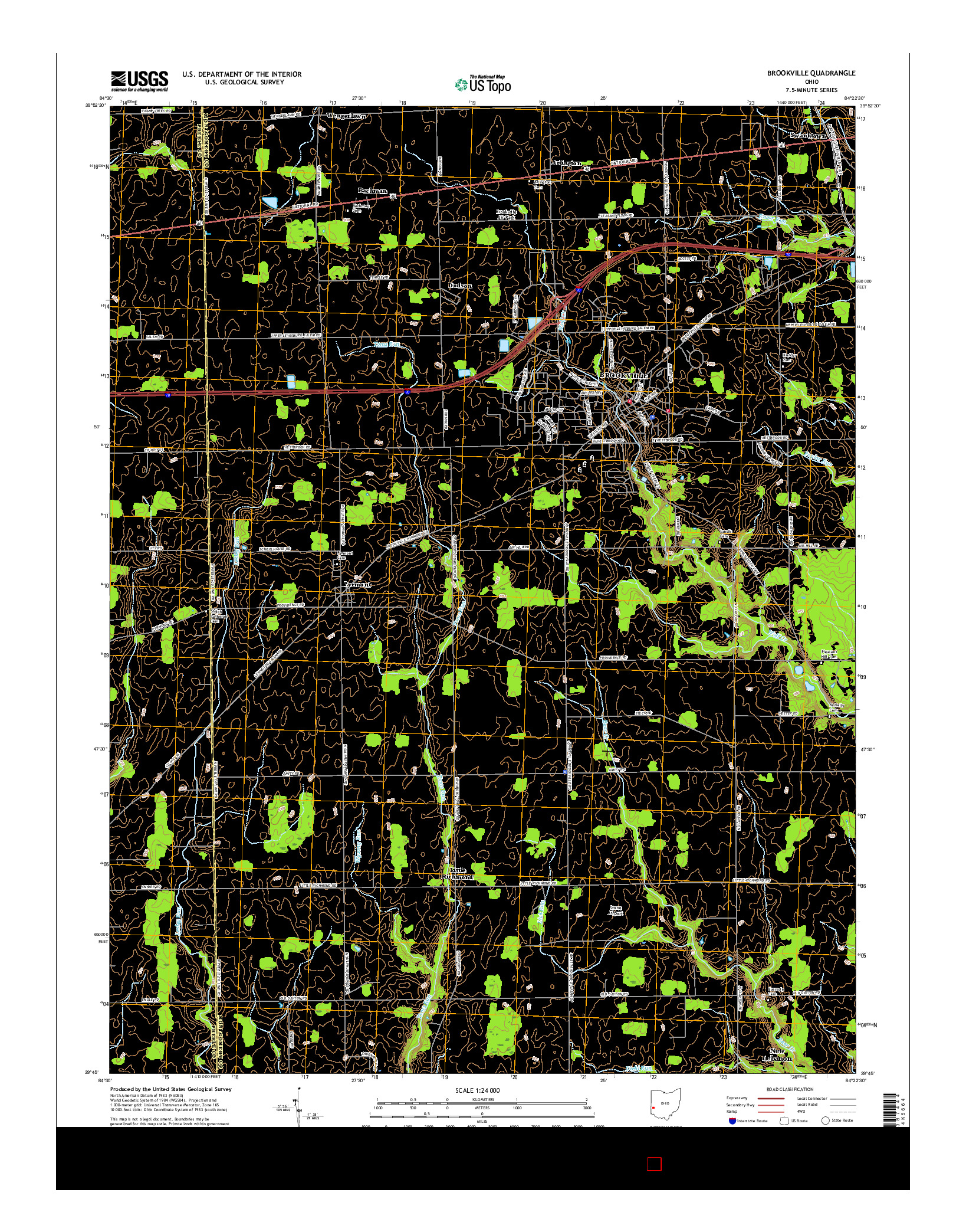 USGS US TOPO 7.5-MINUTE MAP FOR BROOKVILLE, OH 2016