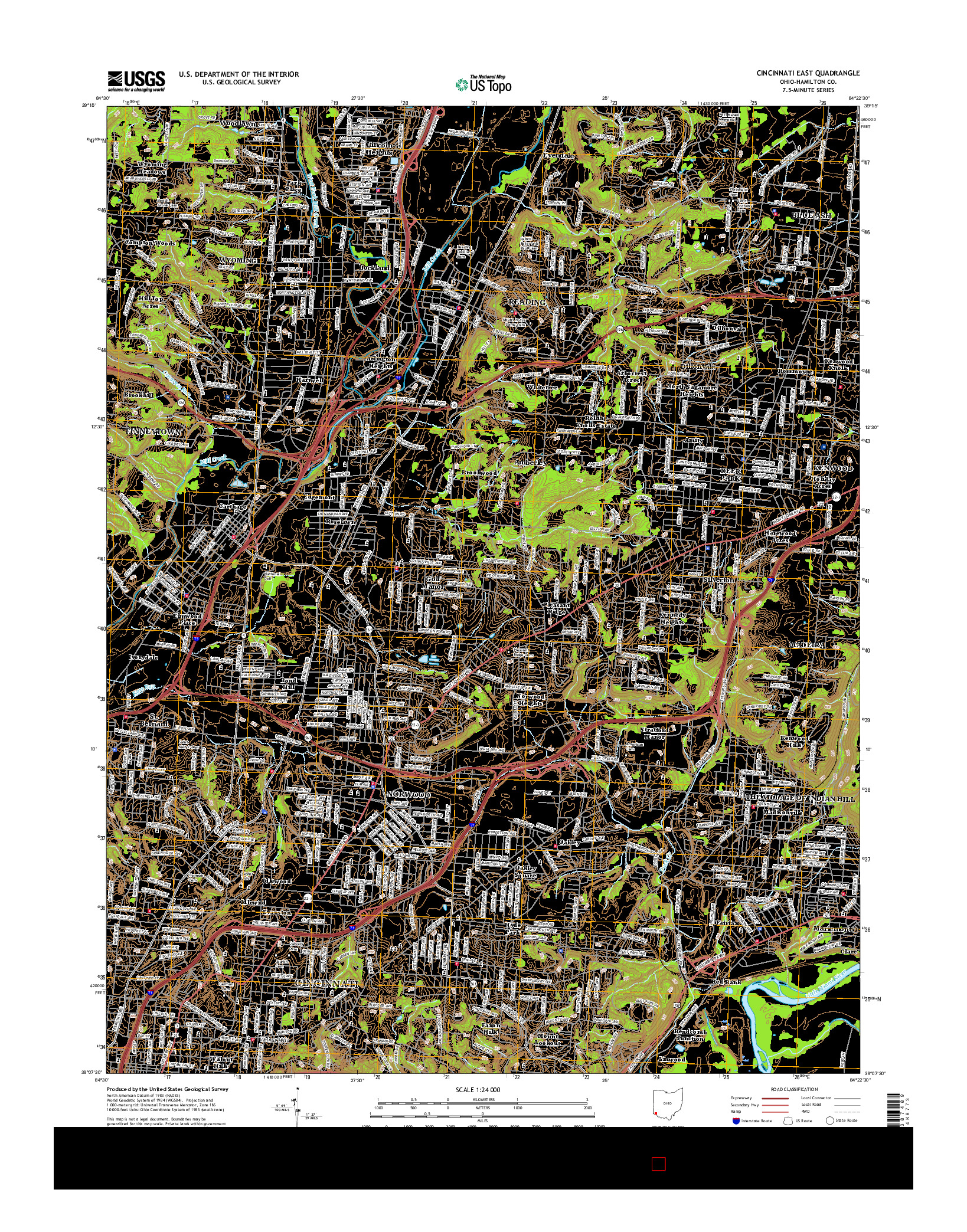 USGS US TOPO 7.5-MINUTE MAP FOR CINCINNATI EAST, OH 2016