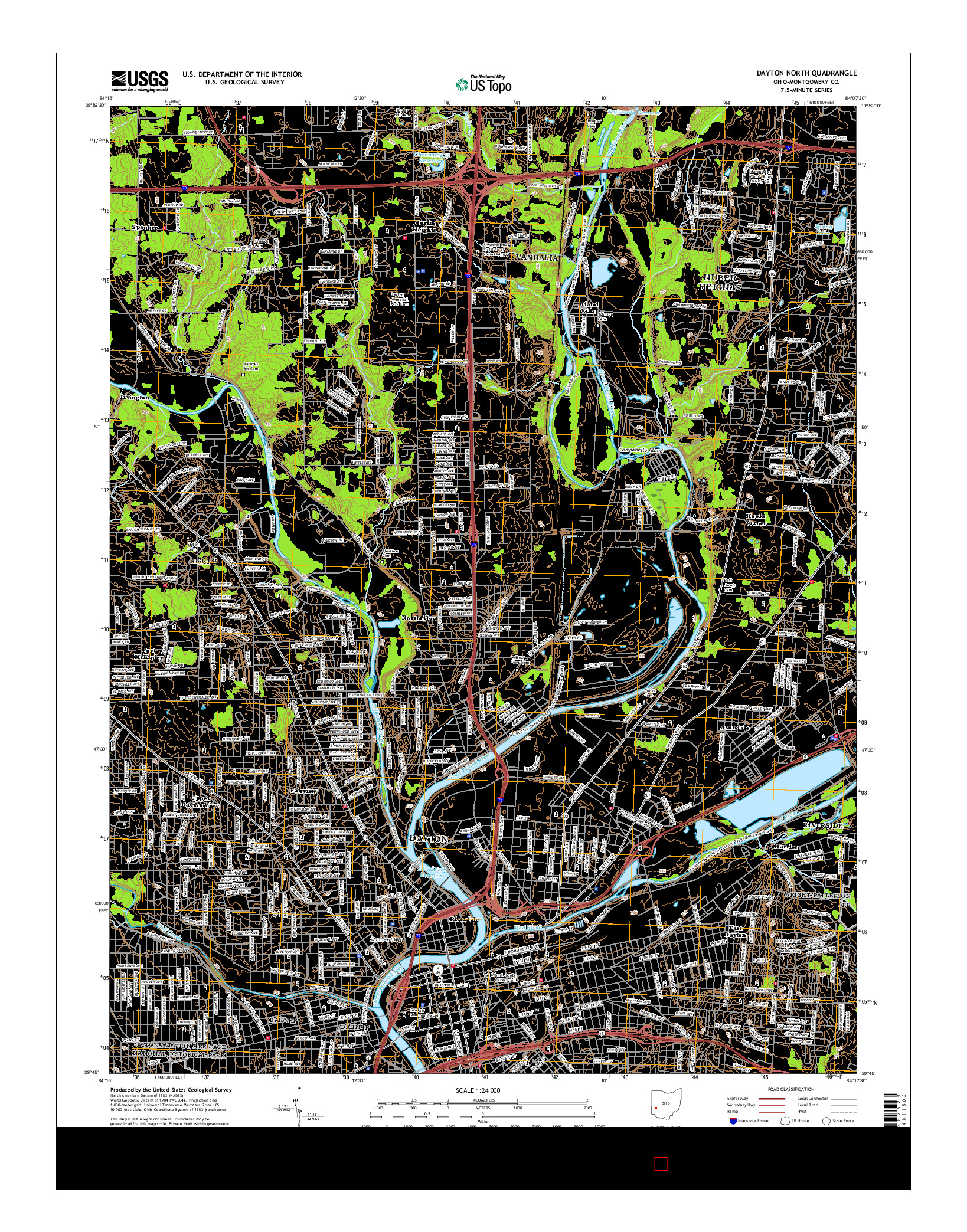 USGS US TOPO 7.5-MINUTE MAP FOR DAYTON NORTH, OH 2016
