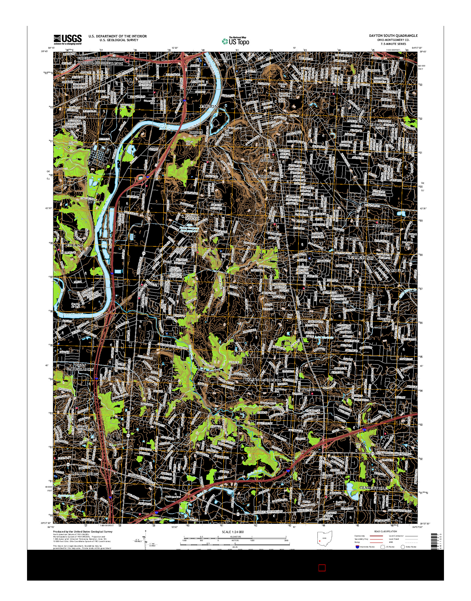 USGS US TOPO 7.5-MINUTE MAP FOR DAYTON SOUTH, OH 2016