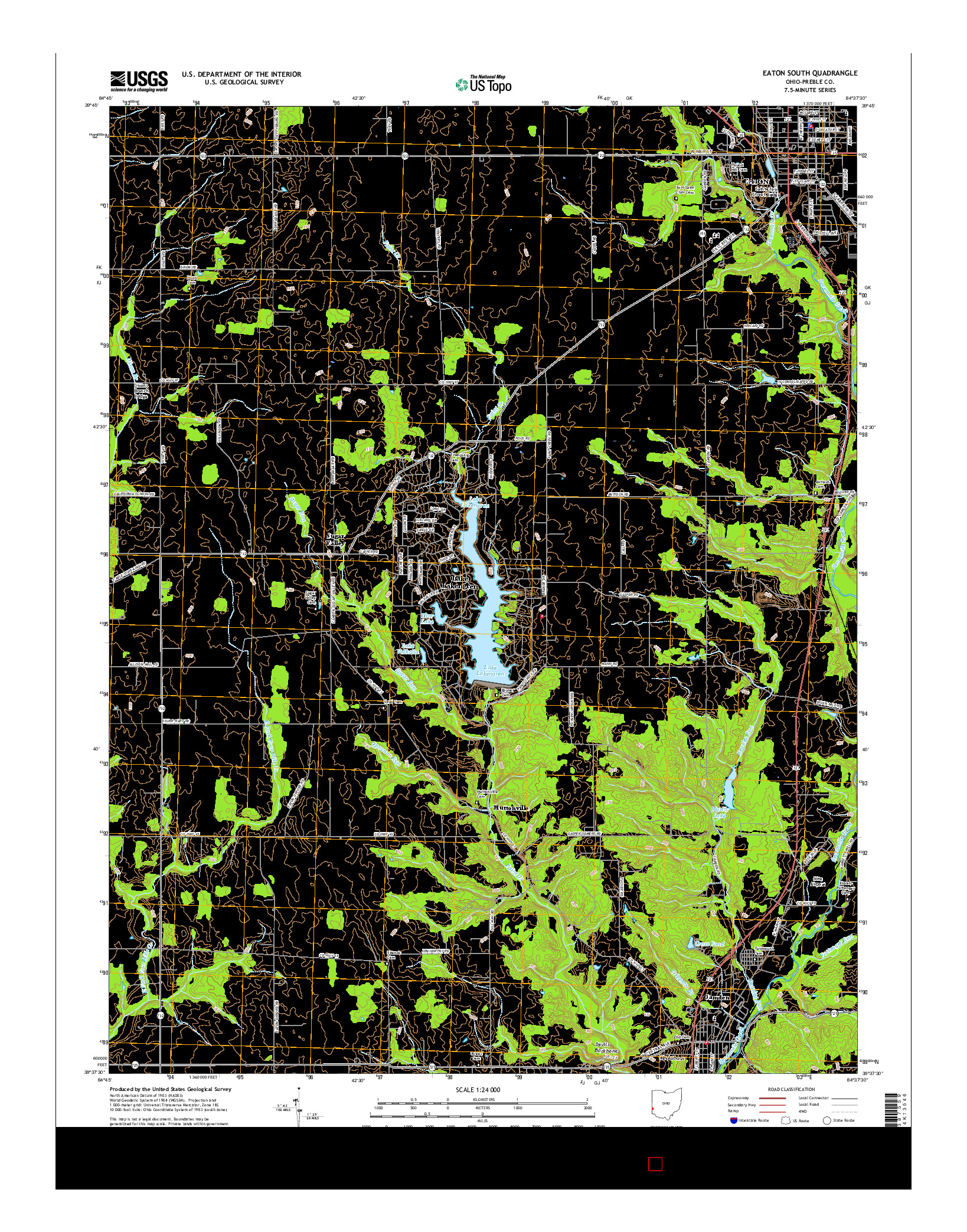 USGS US TOPO 7.5-MINUTE MAP FOR EATON SOUTH, OH 2016