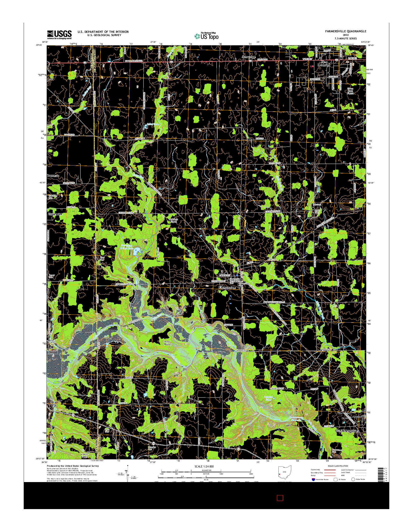 USGS US TOPO 7.5-MINUTE MAP FOR FARMERSVILLE, OH 2016