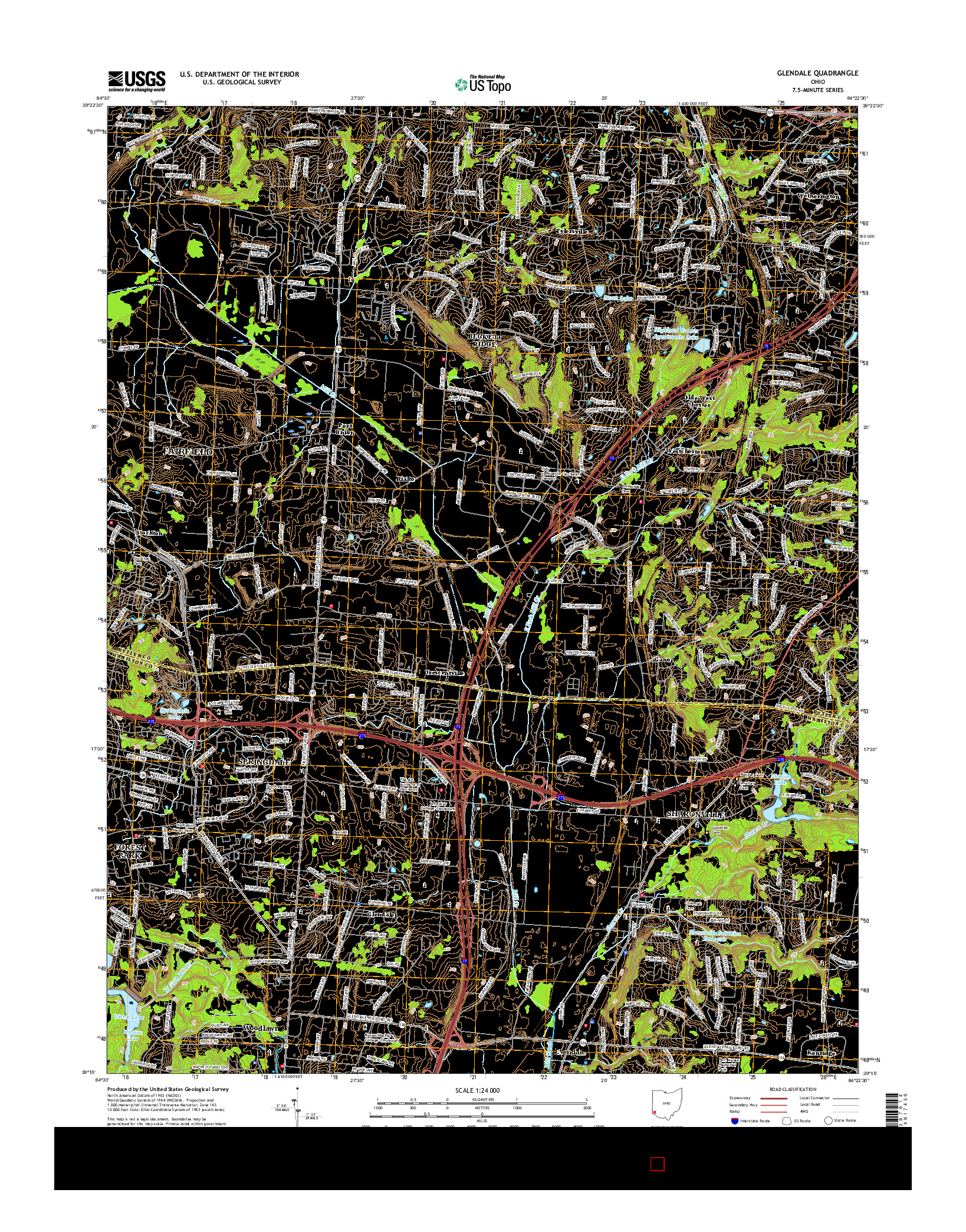 USGS US TOPO 7.5-MINUTE MAP FOR GLENDALE, OH 2016