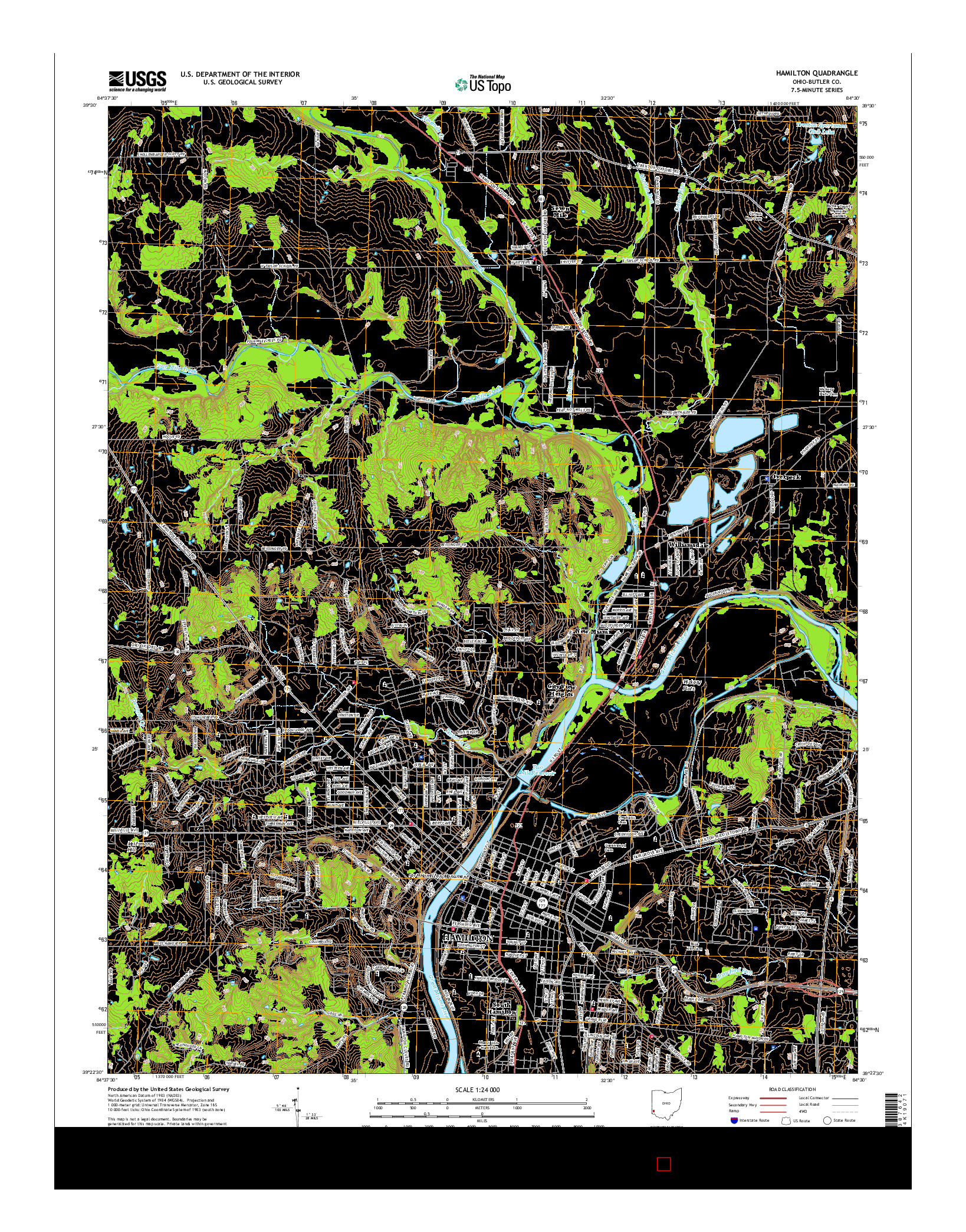 USGS US TOPO 7.5-MINUTE MAP FOR HAMILTON, OH 2016