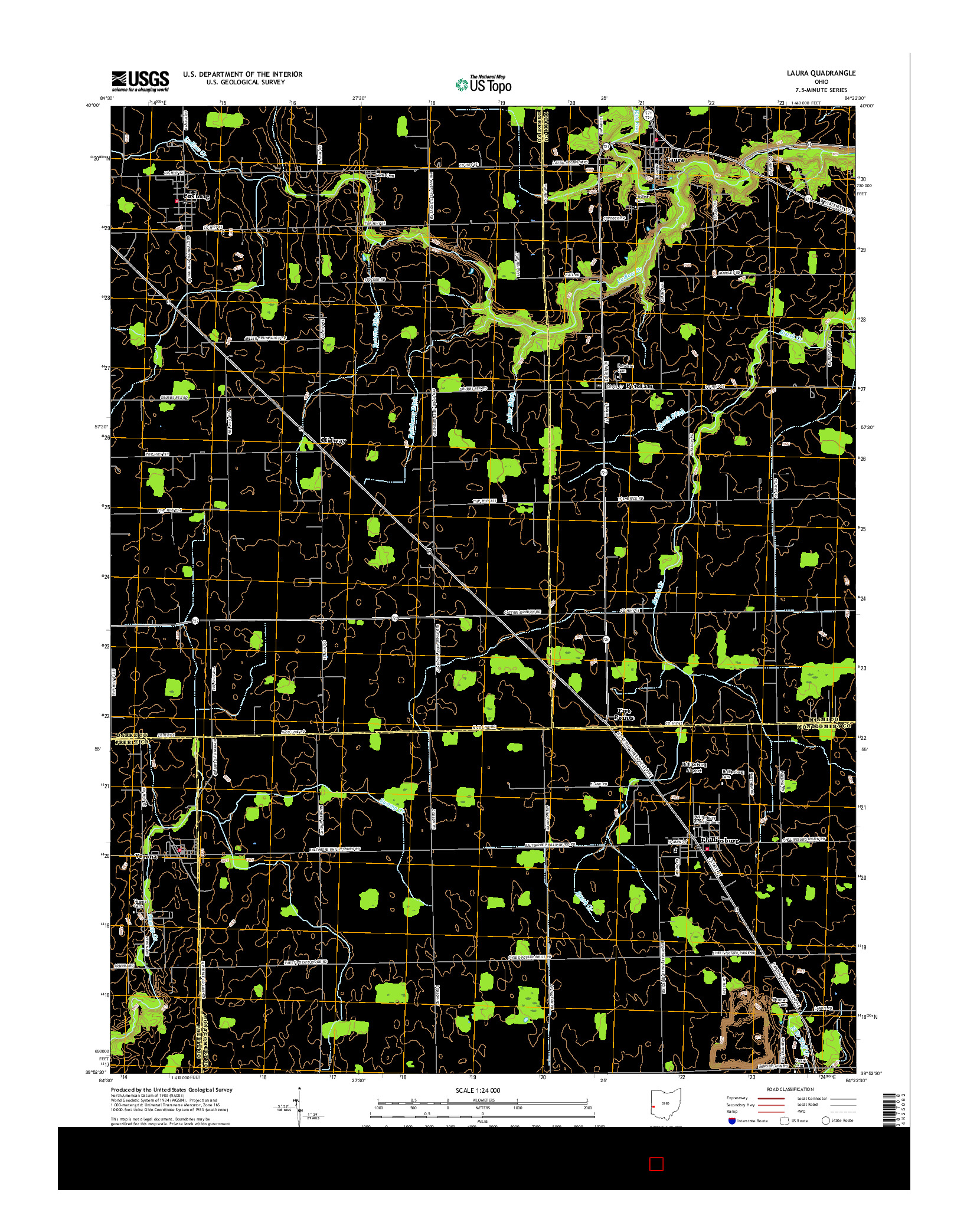 USGS US TOPO 7.5-MINUTE MAP FOR LAURA, OH 2016