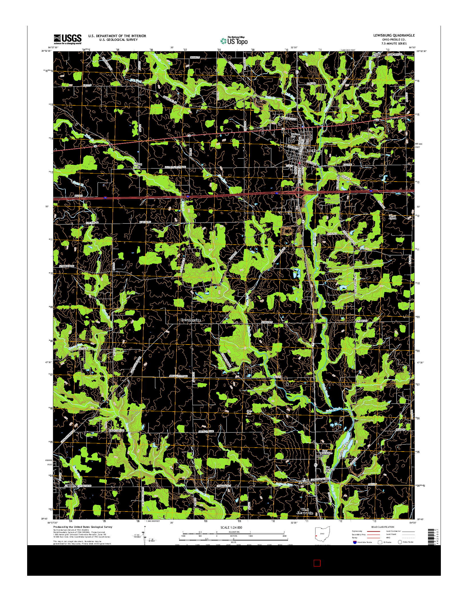 USGS US TOPO 7.5-MINUTE MAP FOR LEWISBURG, OH 2016