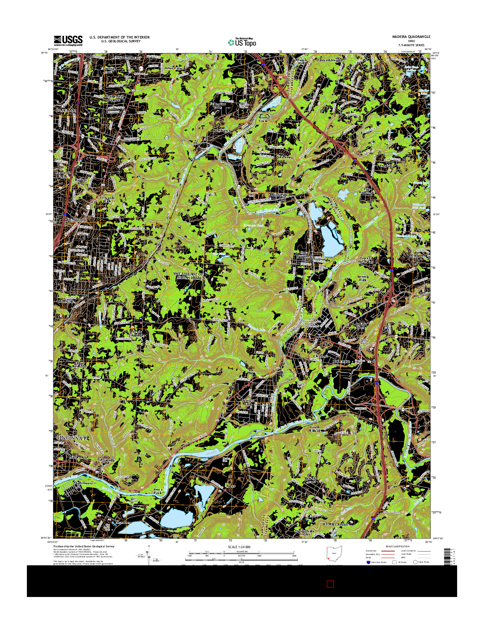 USGS US TOPO 7.5-MINUTE MAP FOR MADEIRA, OH 2016