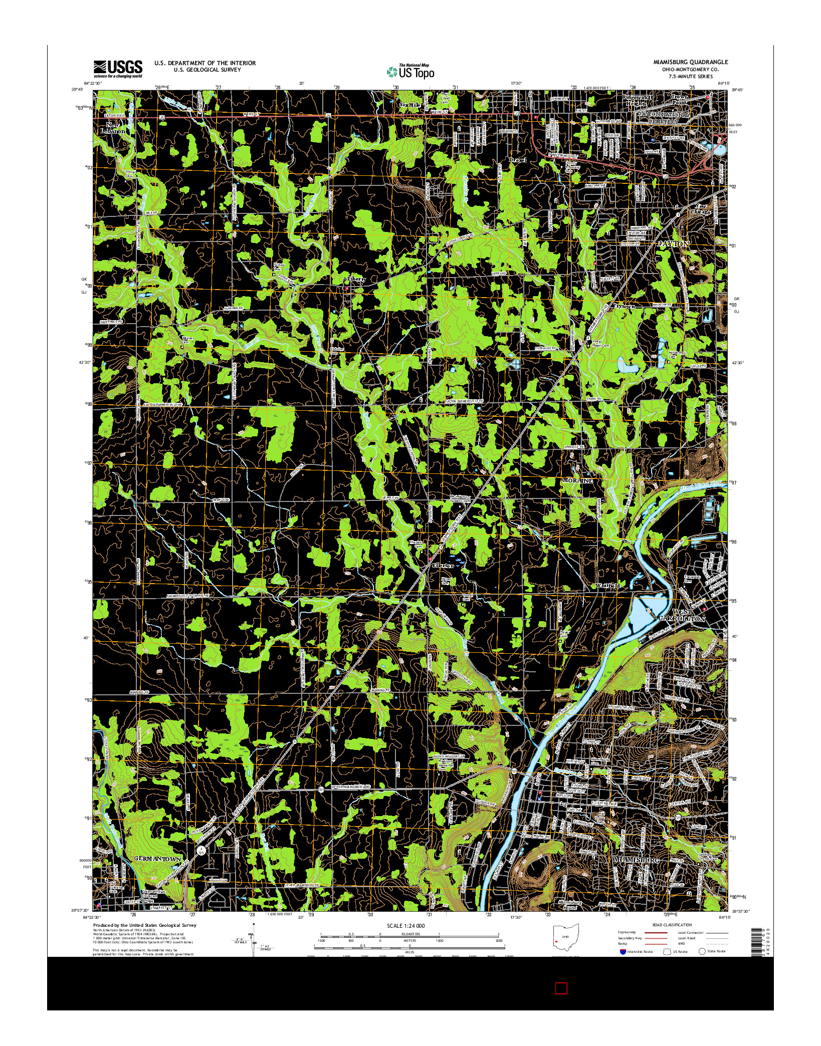 USGS US TOPO 7.5-MINUTE MAP FOR MIAMISBURG, OH 2016