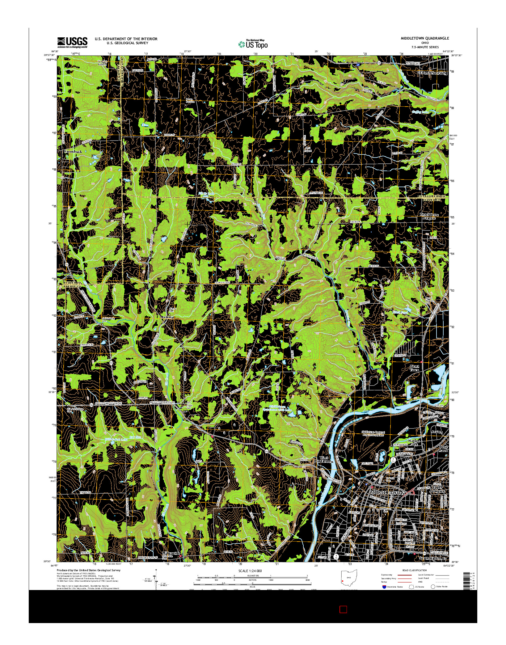 USGS US TOPO 7.5-MINUTE MAP FOR MIDDLETOWN, OH 2016