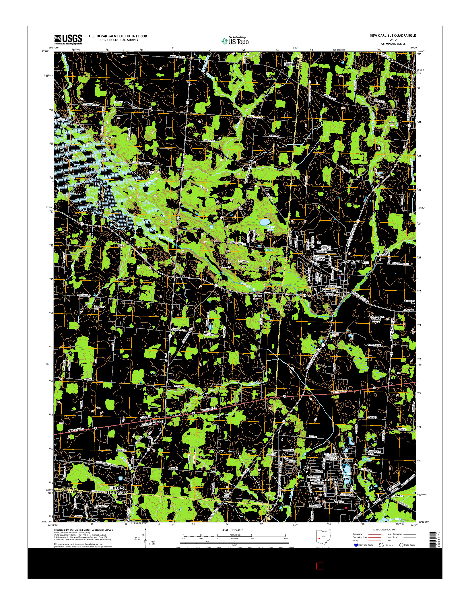 USGS US TOPO 7.5-MINUTE MAP FOR NEW CARLISLE, OH 2016