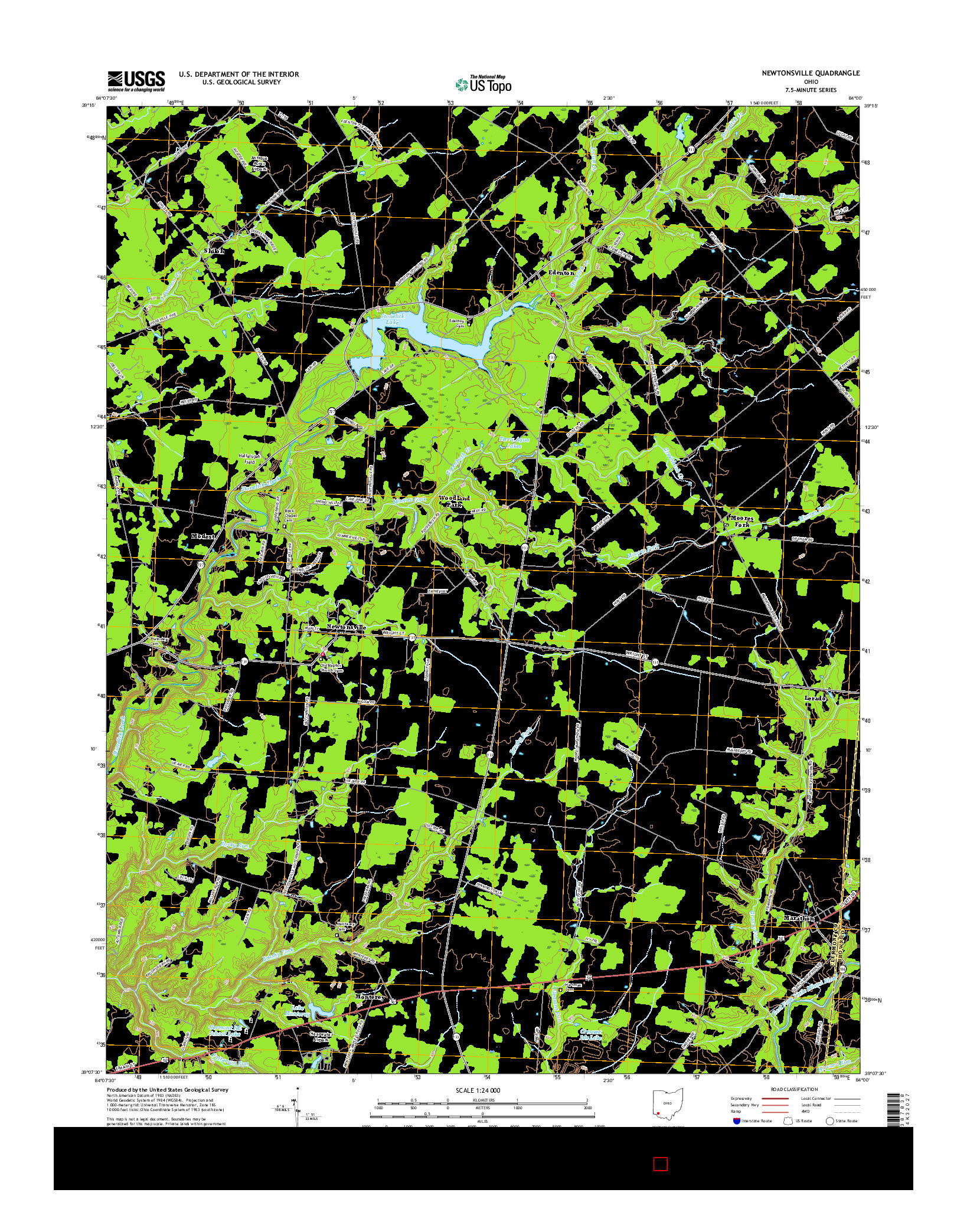 USGS US TOPO 7.5-MINUTE MAP FOR NEWTONSVILLE, OH 2016