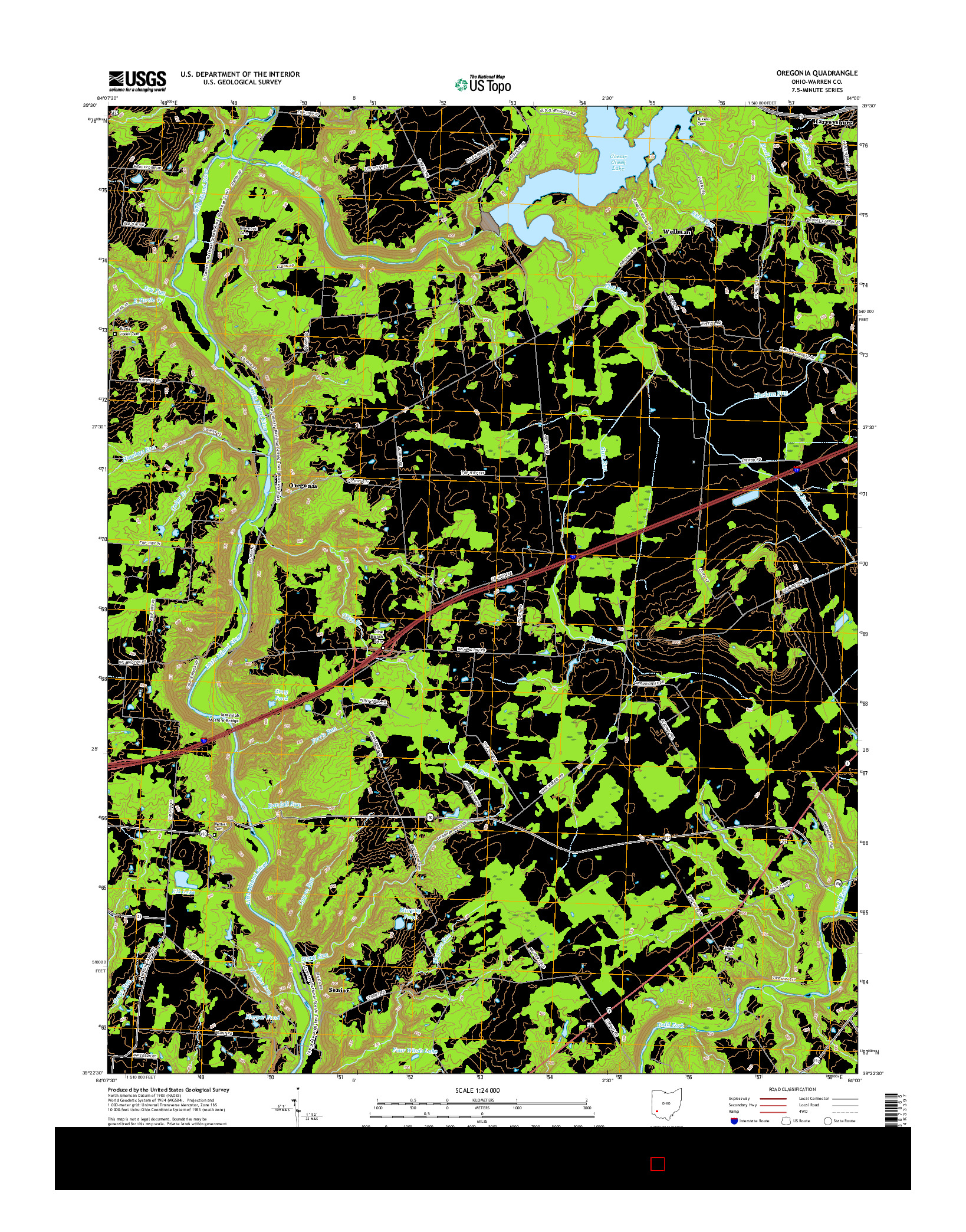 USGS US TOPO 7.5-MINUTE MAP FOR OREGONIA, OH 2016