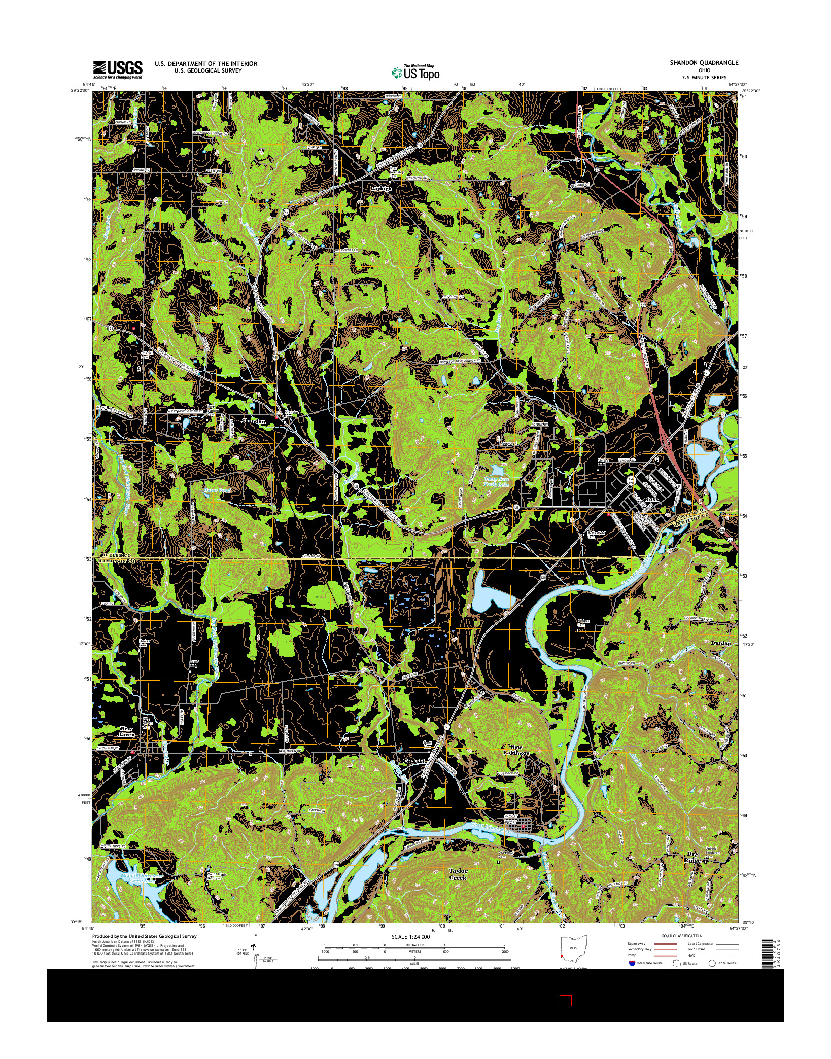 USGS US TOPO 7.5-MINUTE MAP FOR SHANDON, OH 2016