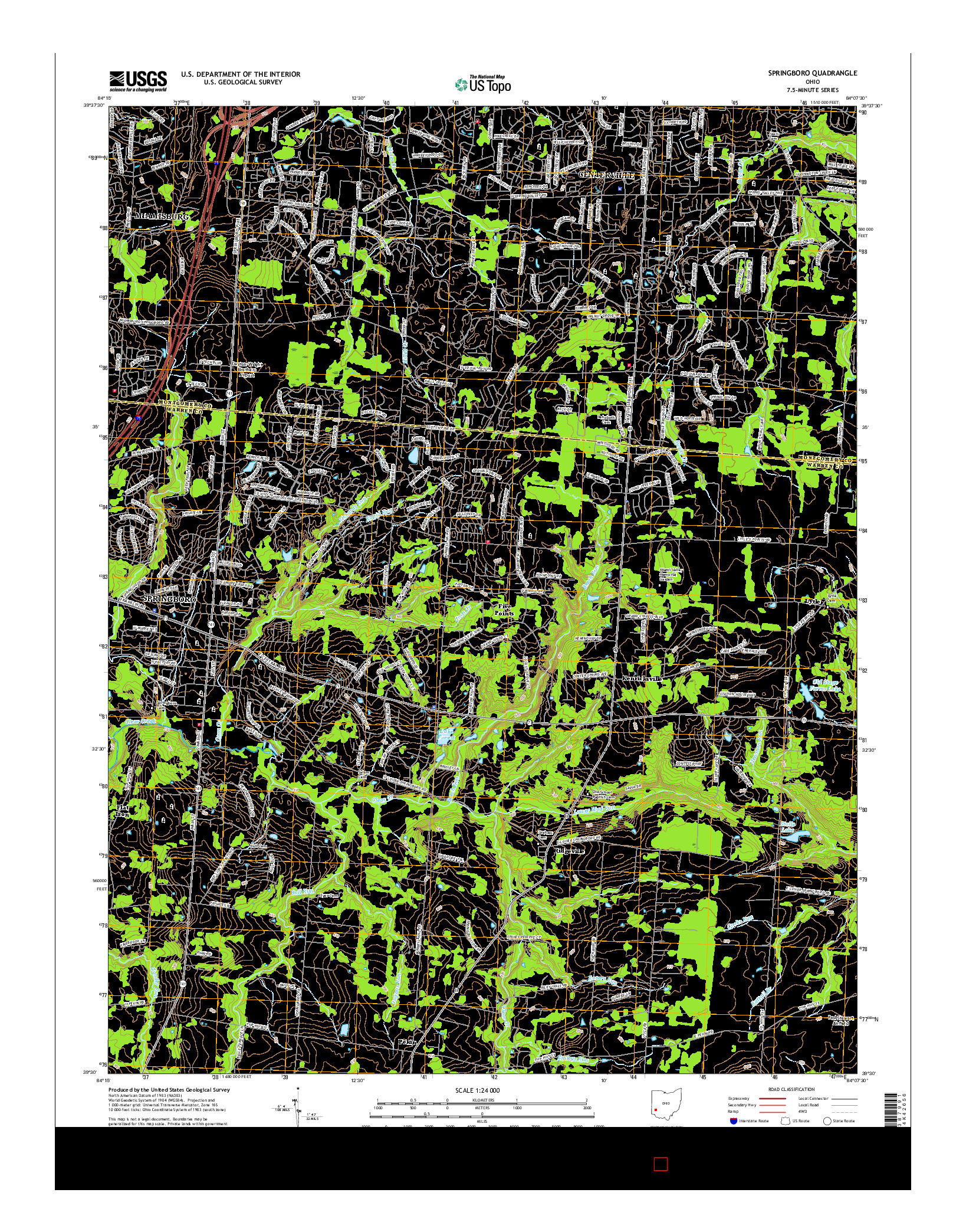 USGS US TOPO 7.5-MINUTE MAP FOR SPRINGBORO, OH 2016