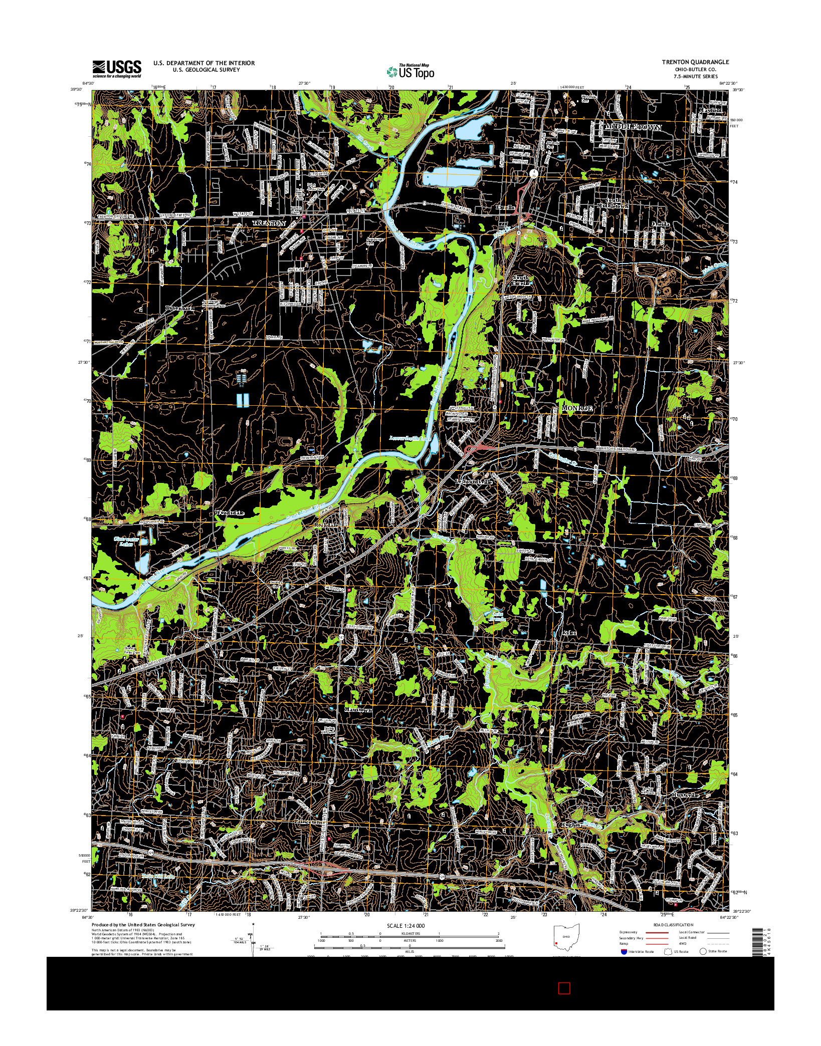 USGS US TOPO 7.5-MINUTE MAP FOR TRENTON, OH 2016