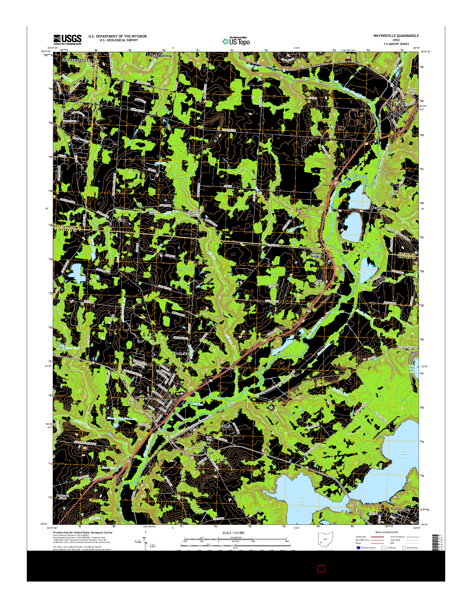 USGS US TOPO 7.5-MINUTE MAP FOR WAYNESVILLE, OH 2016