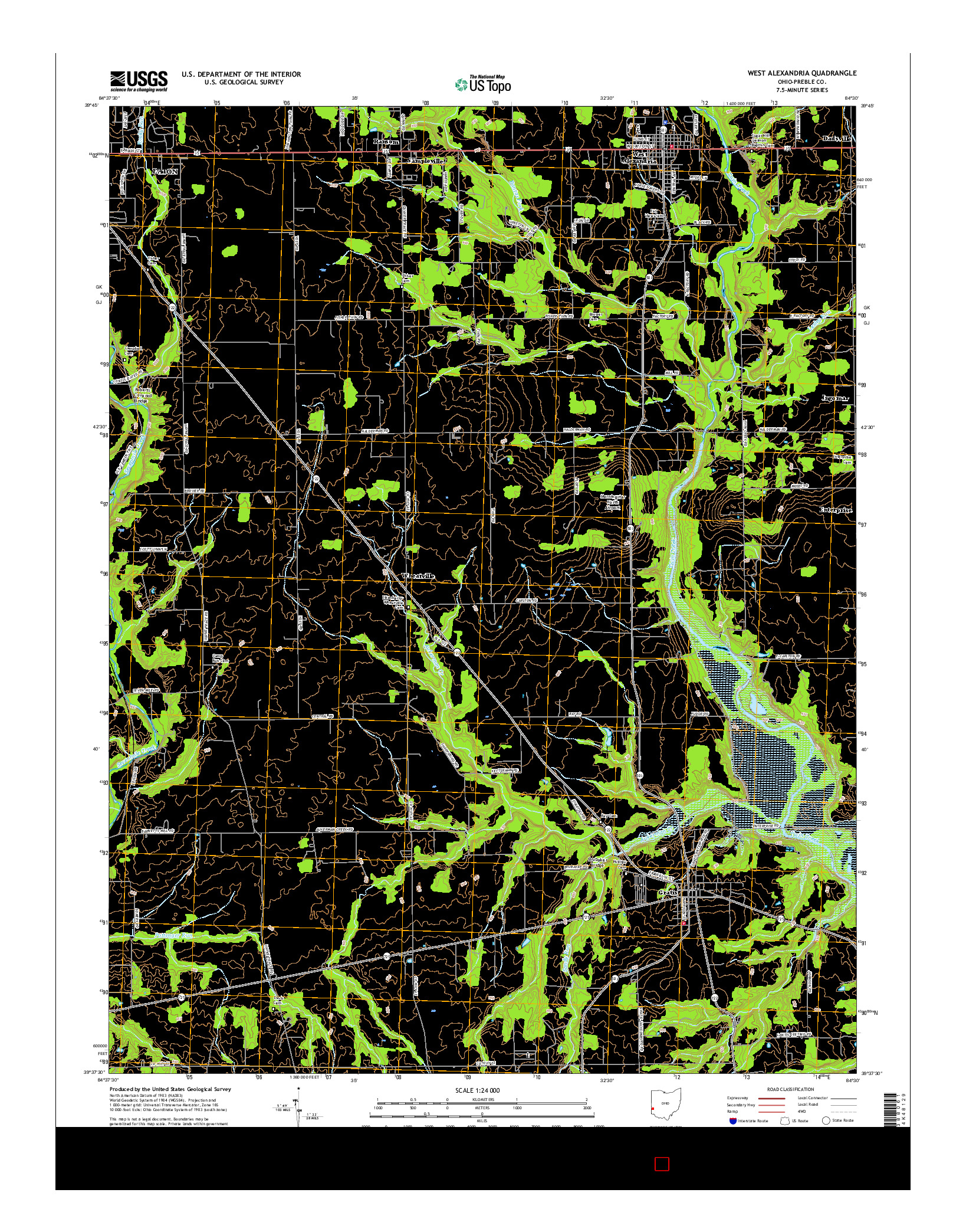 USGS US TOPO 7.5-MINUTE MAP FOR WEST ALEXANDRIA, OH 2016