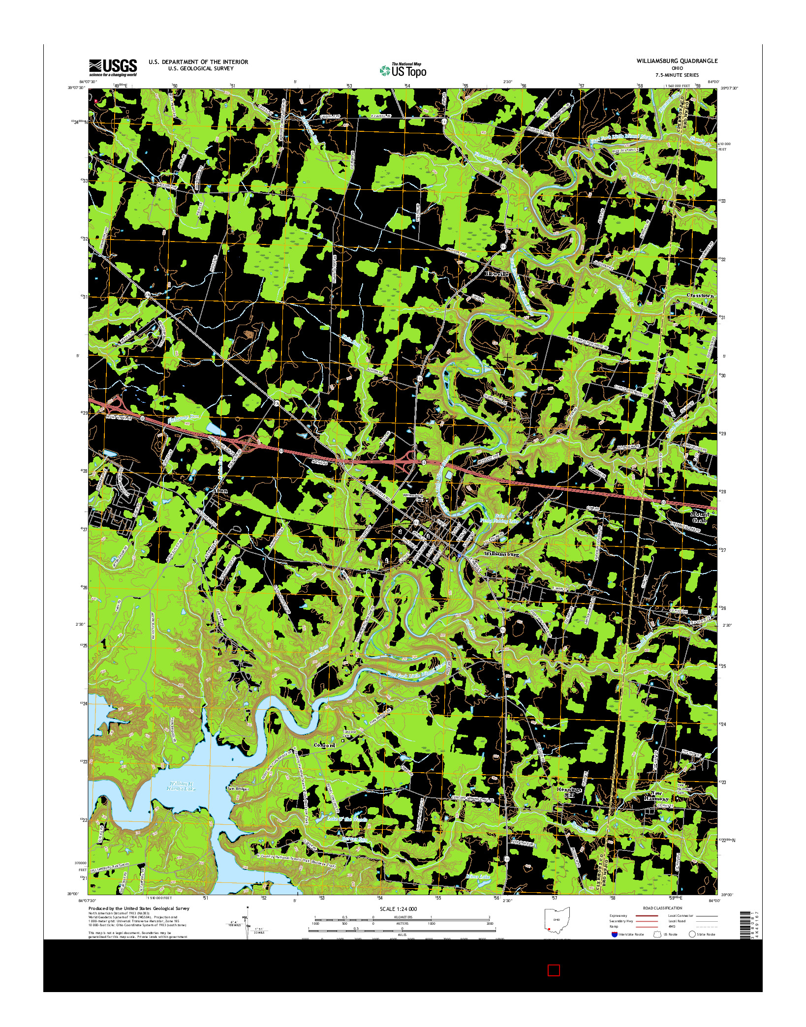 USGS US TOPO 7.5-MINUTE MAP FOR WILLIAMSBURG, OH 2016