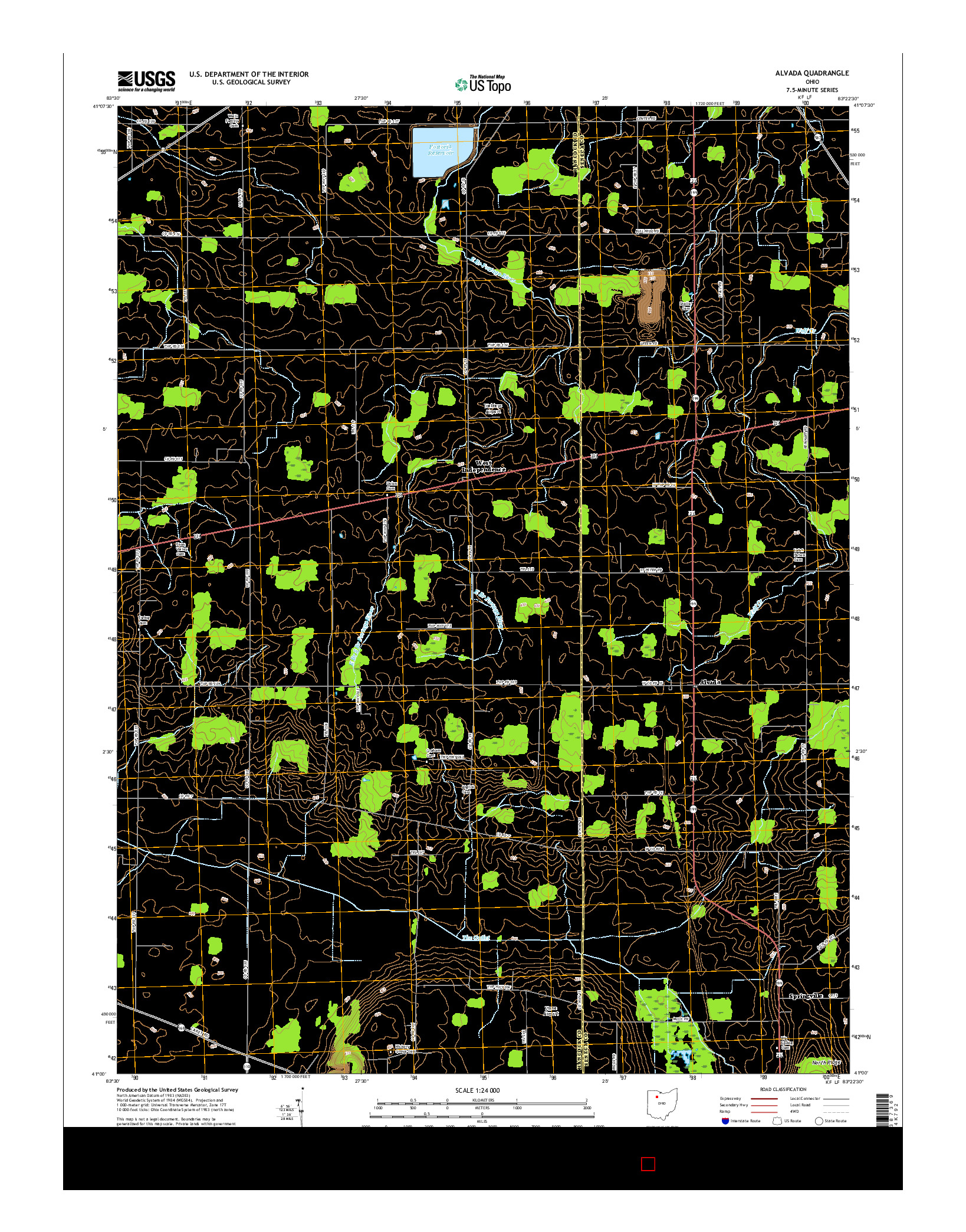 USGS US TOPO 7.5-MINUTE MAP FOR ALVADA, OH 2016