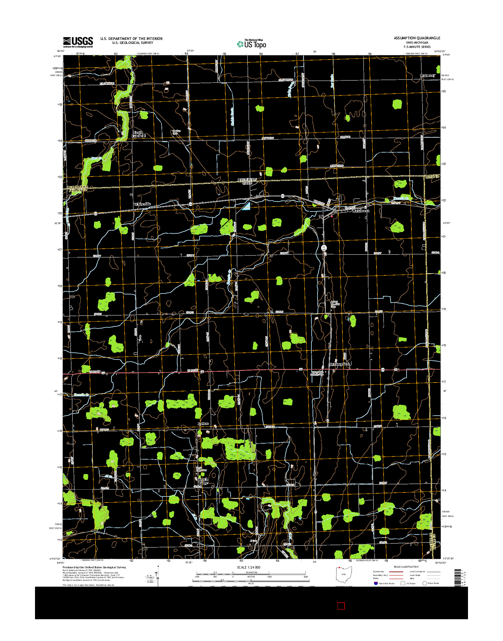 USGS US TOPO 7.5-MINUTE MAP FOR ASSUMPTION, OH-MI 2016