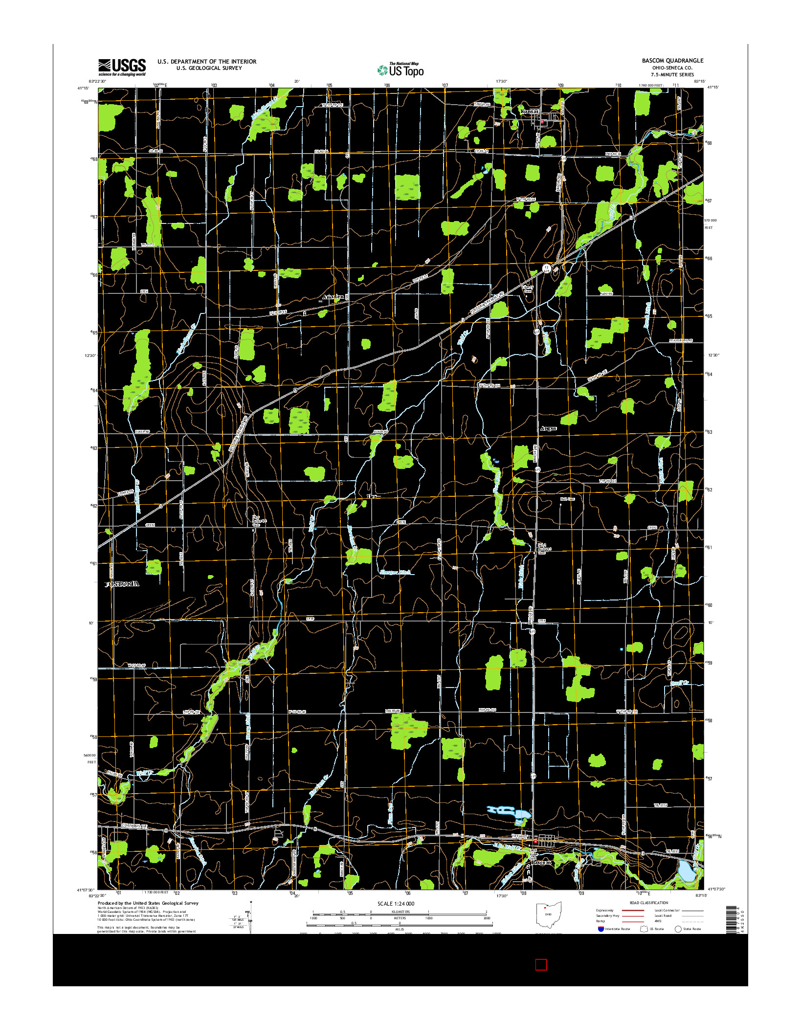 USGS US TOPO 7.5-MINUTE MAP FOR BASCOM, OH 2016