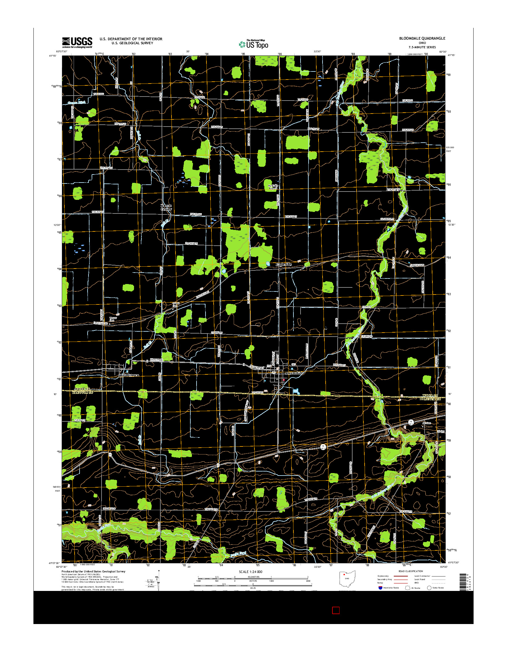 USGS US TOPO 7.5-MINUTE MAP FOR BLOOMDALE, OH 2016