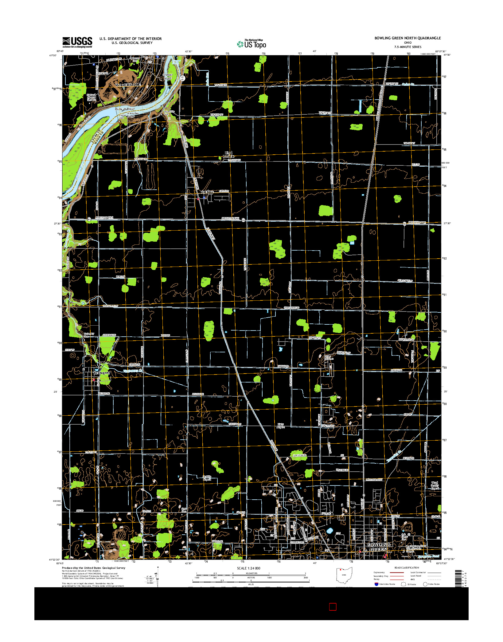 USGS US TOPO 7.5-MINUTE MAP FOR BOWLING GREEN NORTH, OH 2016