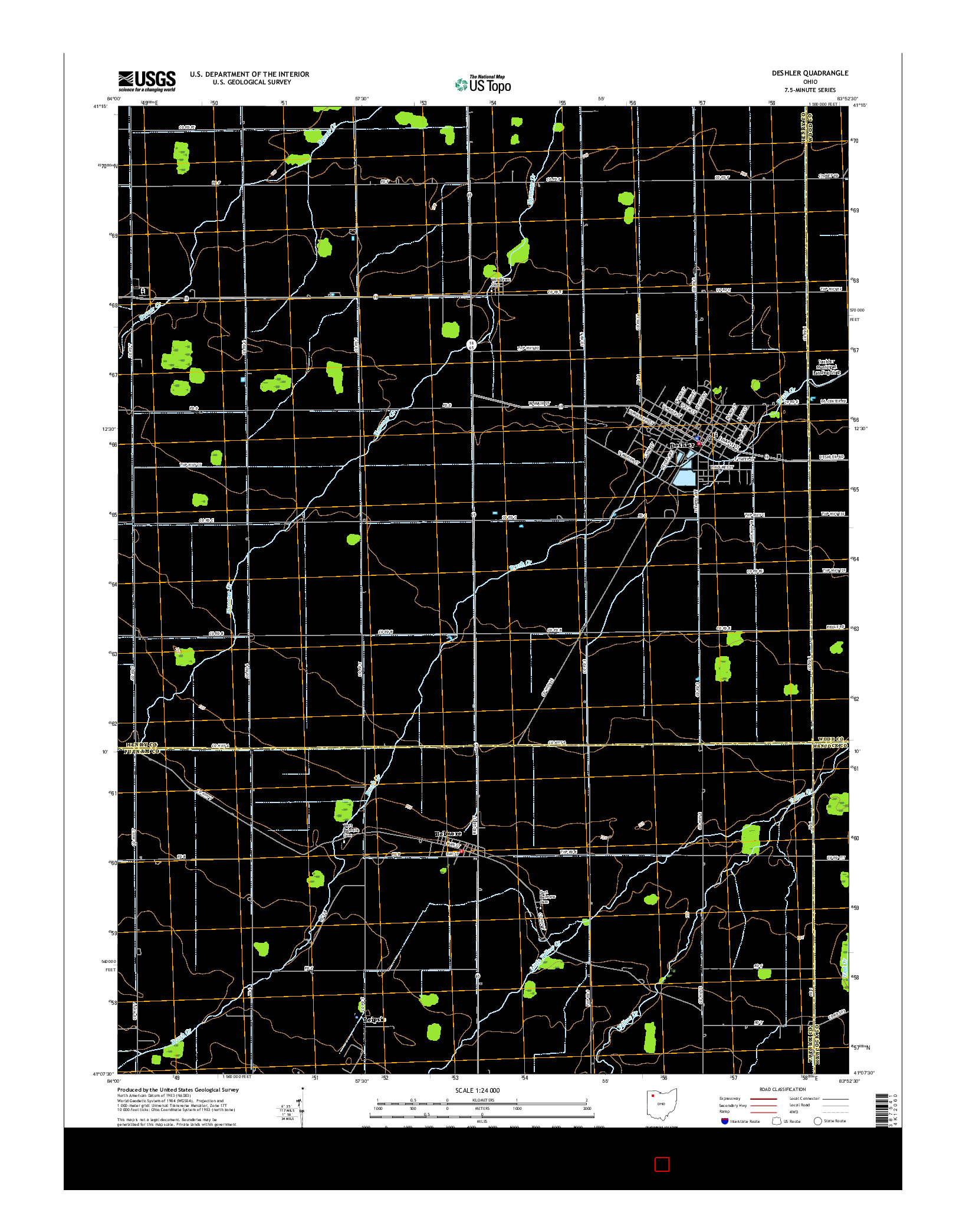 USGS US TOPO 7.5-MINUTE MAP FOR DESHLER, OH 2016