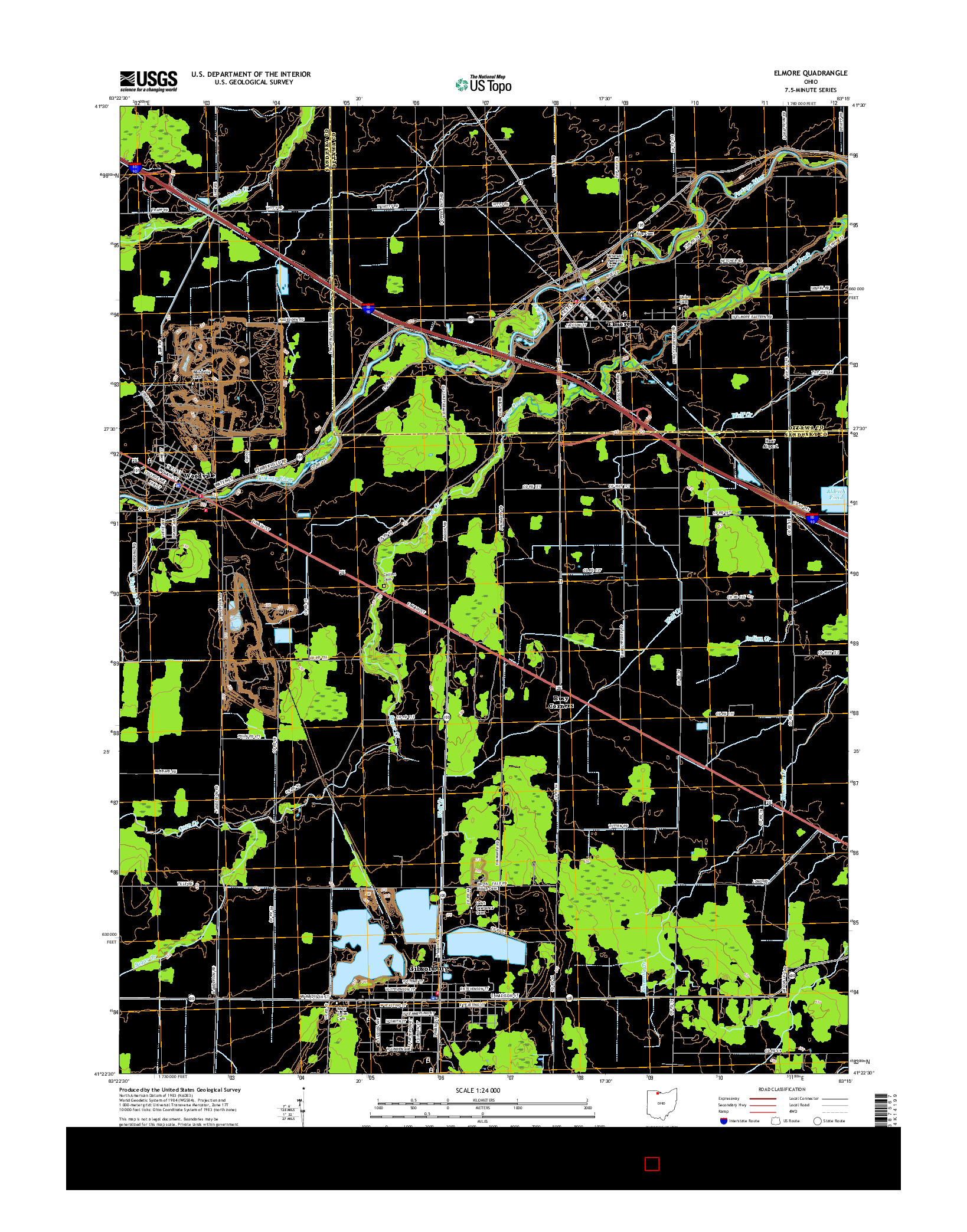 USGS US TOPO 7.5-MINUTE MAP FOR ELMORE, OH 2016