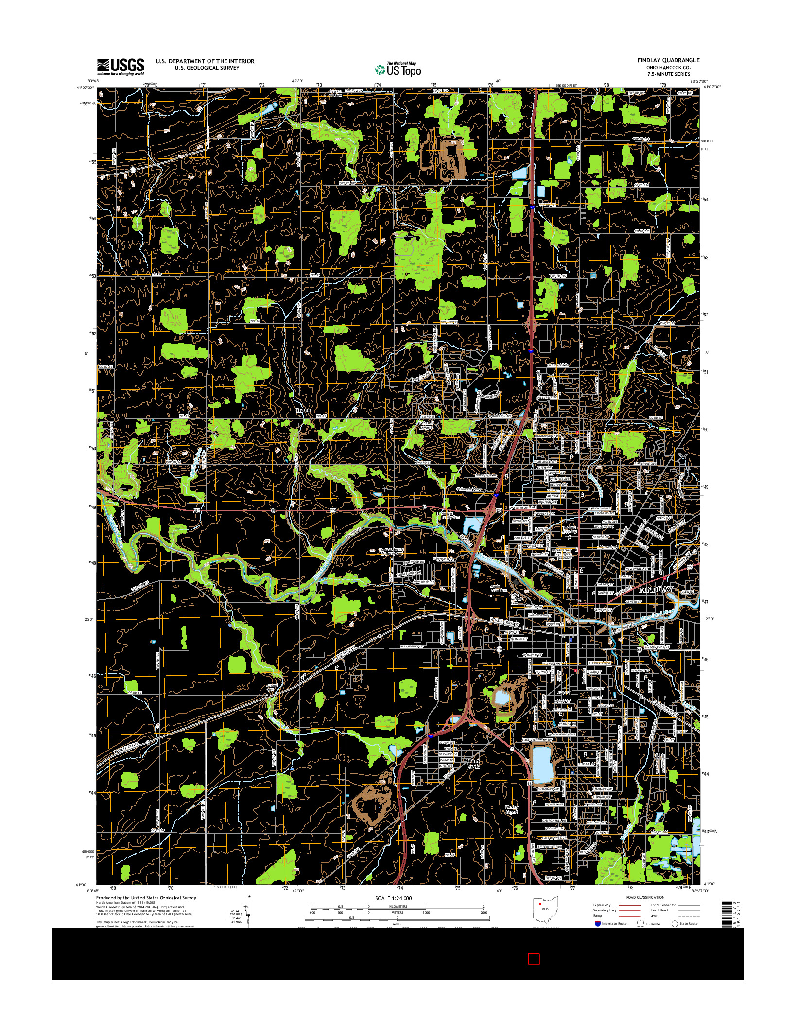 USGS US TOPO 7.5-MINUTE MAP FOR FINDLAY, OH 2016