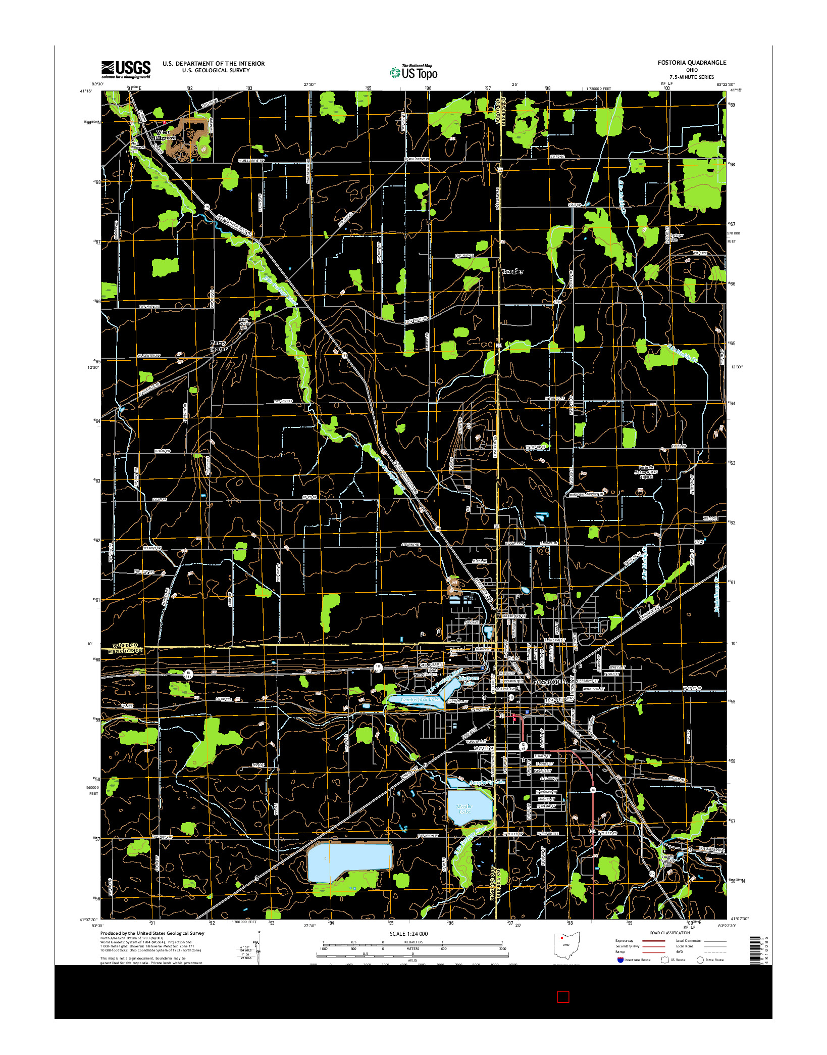 USGS US TOPO 7.5-MINUTE MAP FOR FOSTORIA, OH 2016