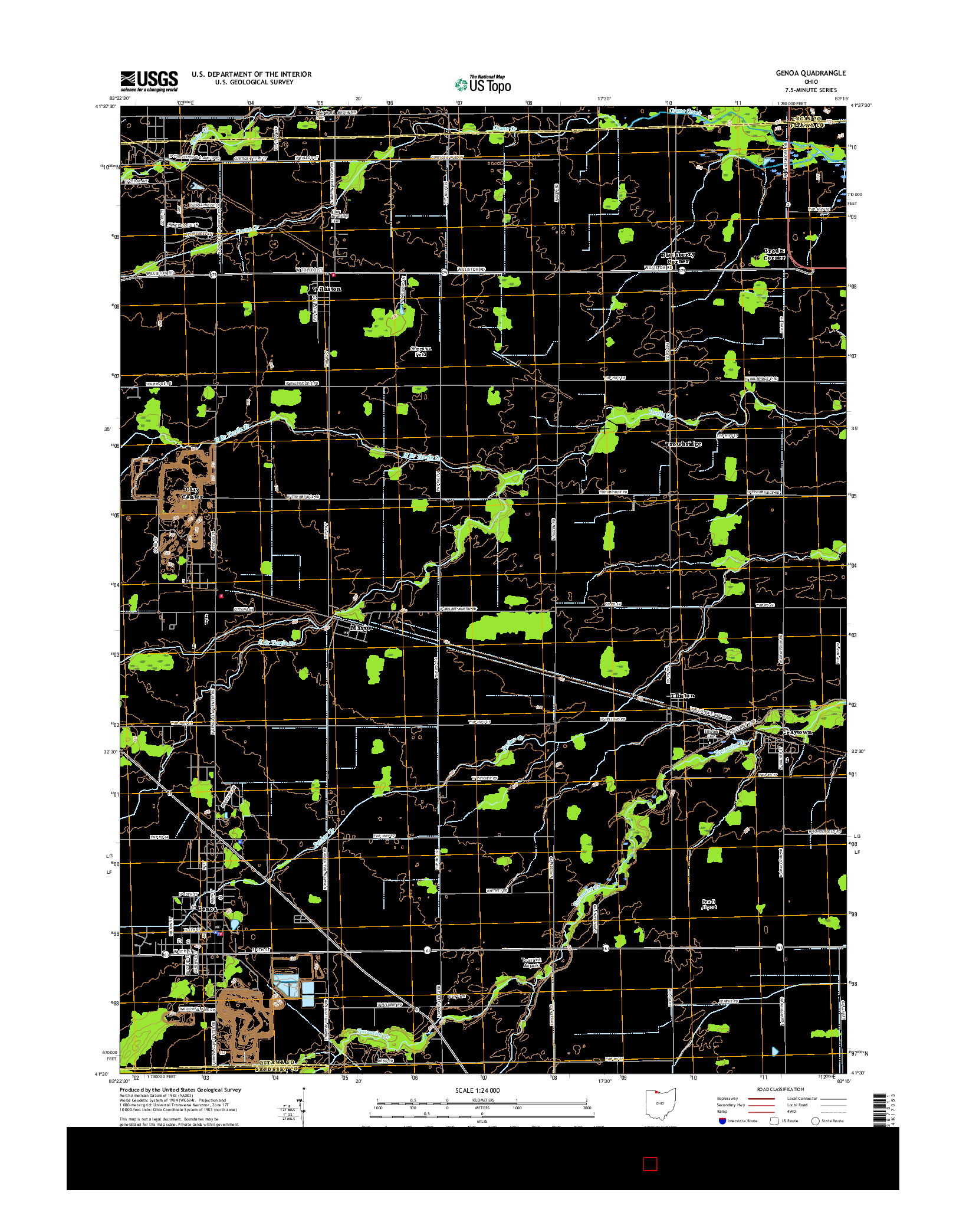 USGS US TOPO 7.5-MINUTE MAP FOR GENOA, OH 2016