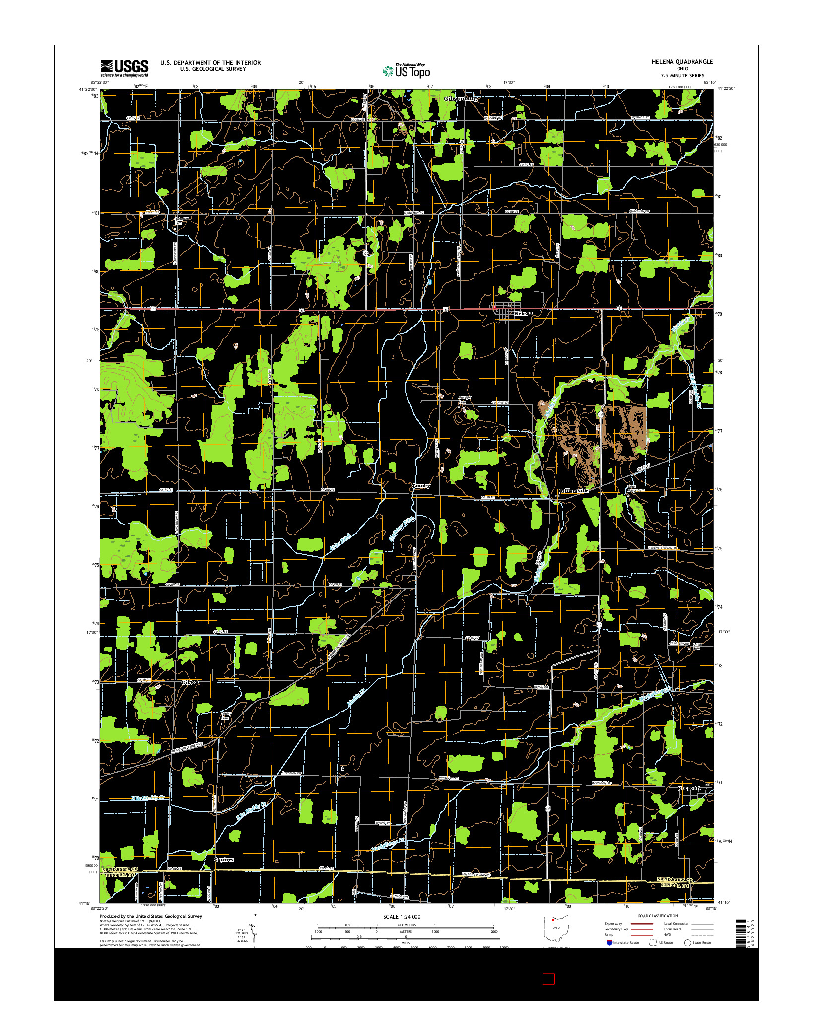 USGS US TOPO 7.5-MINUTE MAP FOR HELENA, OH 2016